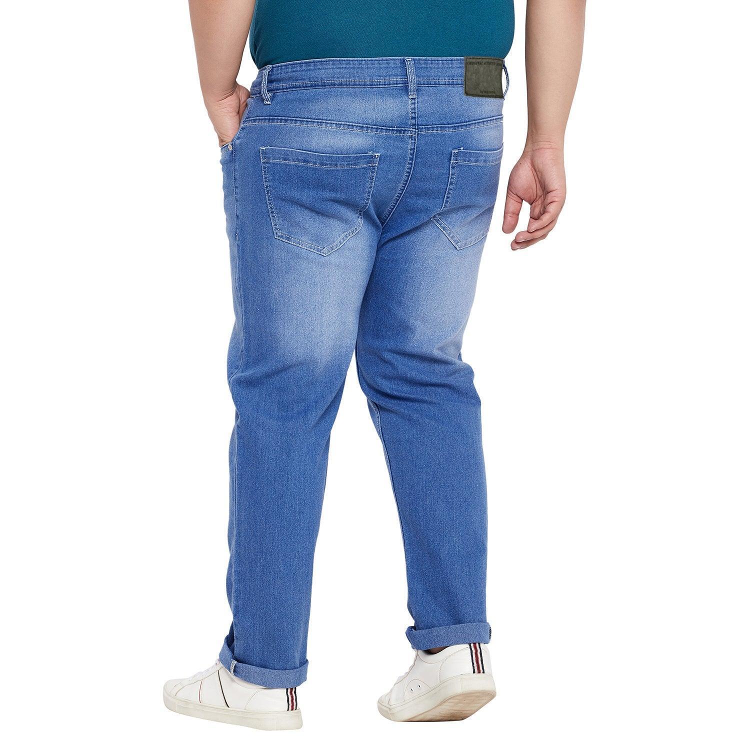 Men Plus Size Fobo Washed Indigo Denim - Image 5