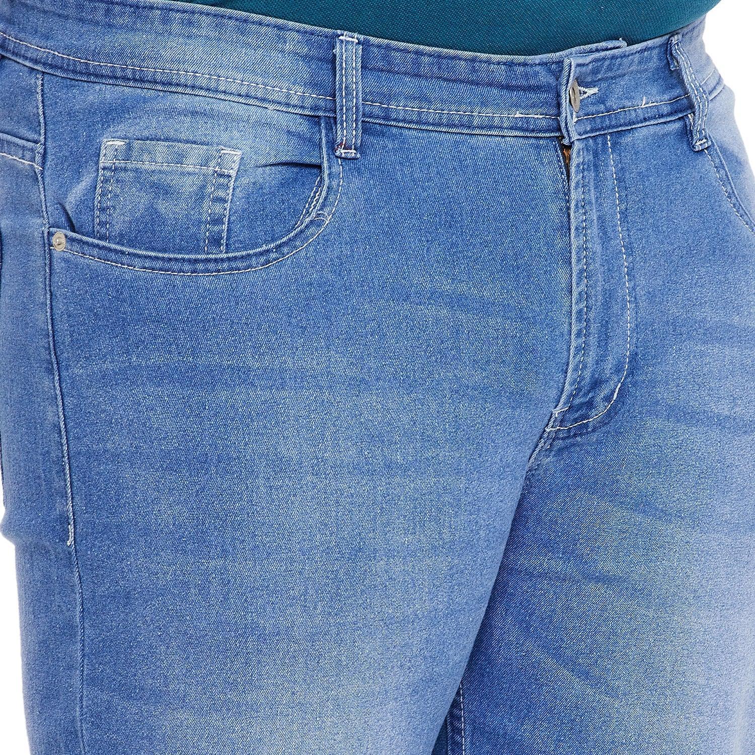 Men Plus Size Fobo Washed Indigo Denim - Image 6