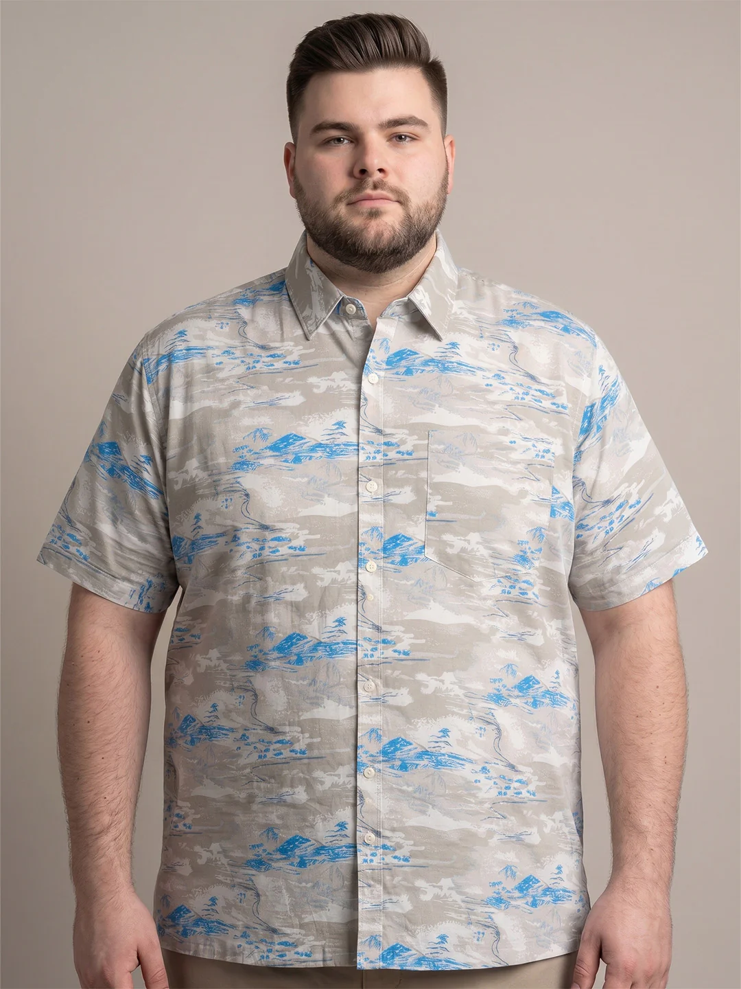 Men Plus Size Fogtide Multi Printed Shirts