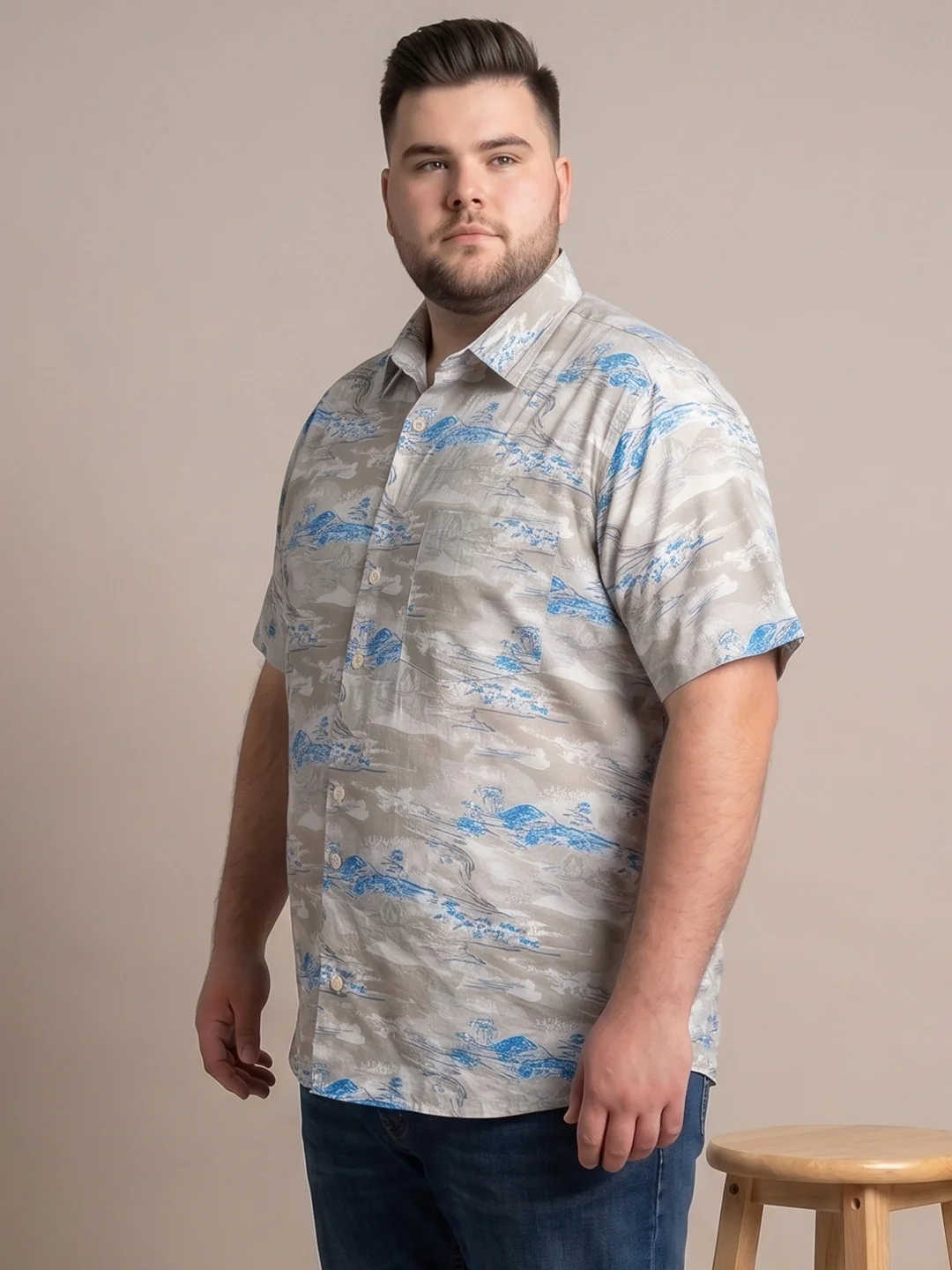 Men Plus Size Fogtide Multi Printed Shirts - Image 2