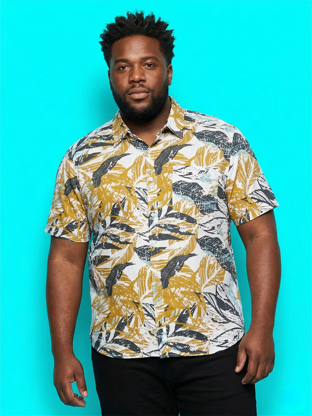 Men Plus Size Foliage Multicolor Printed Casual Shirt - Image 7