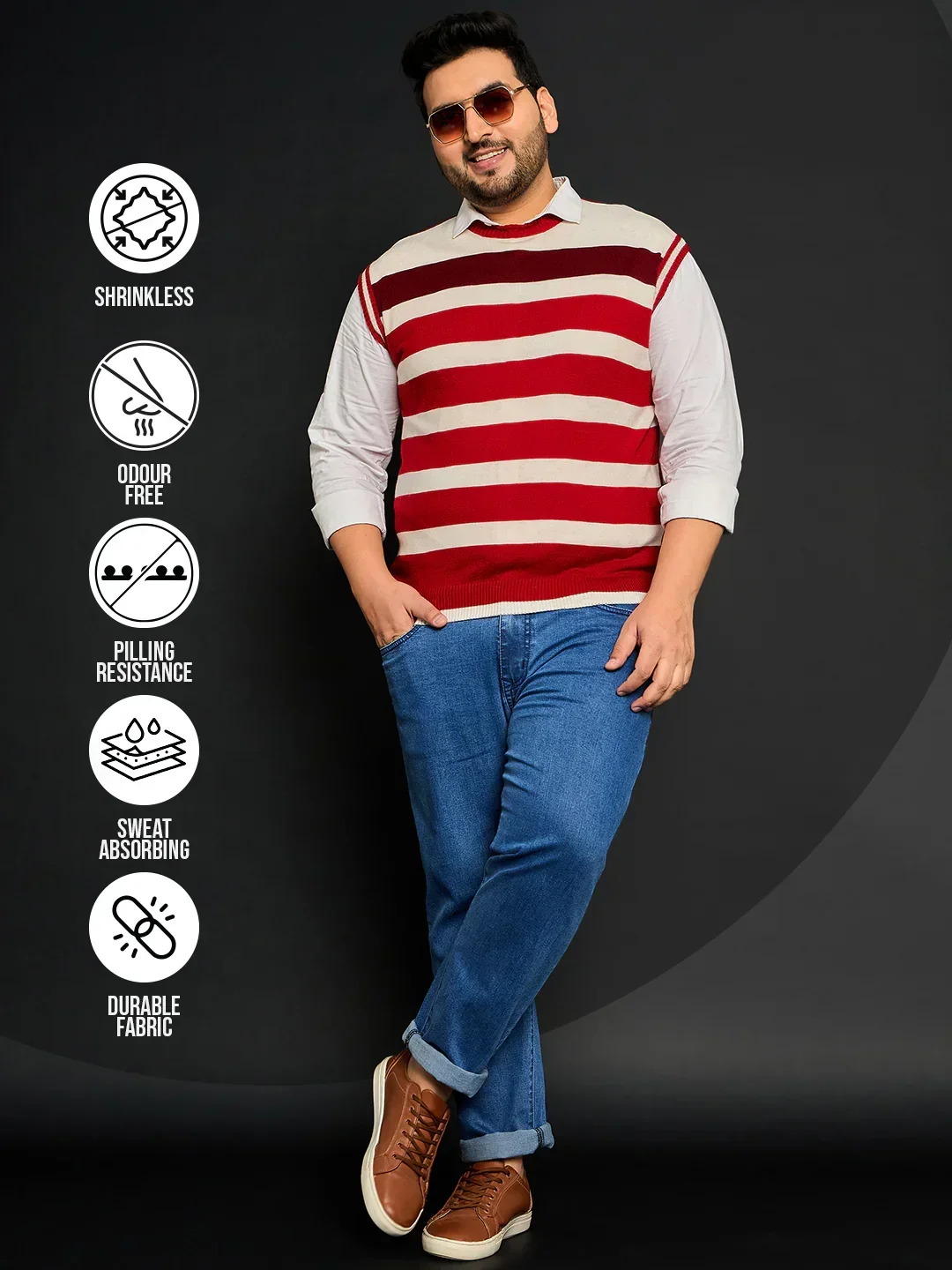 Men Plus Size Fontana Striped Sweater - Image 2