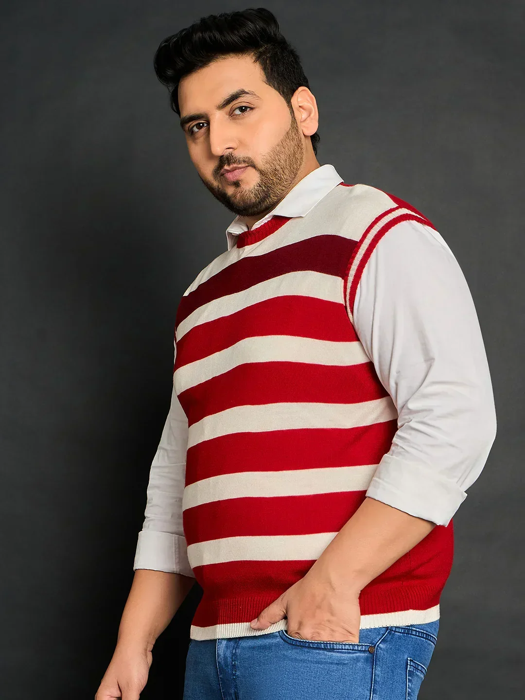 Men Plus Size Fontana Striped Sweater - Image 3
