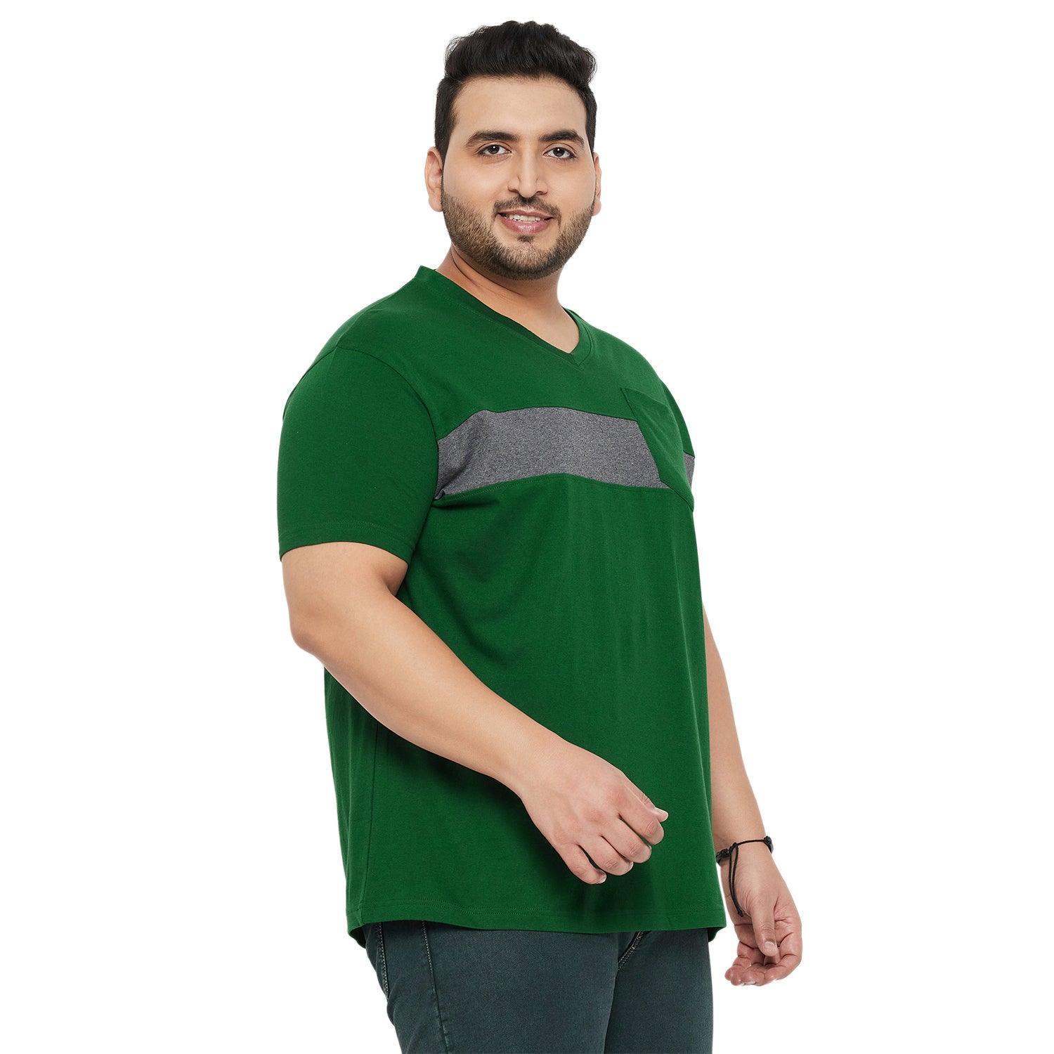 Men Plus Size Forest Solid V-Neck Tshirt - Image 4