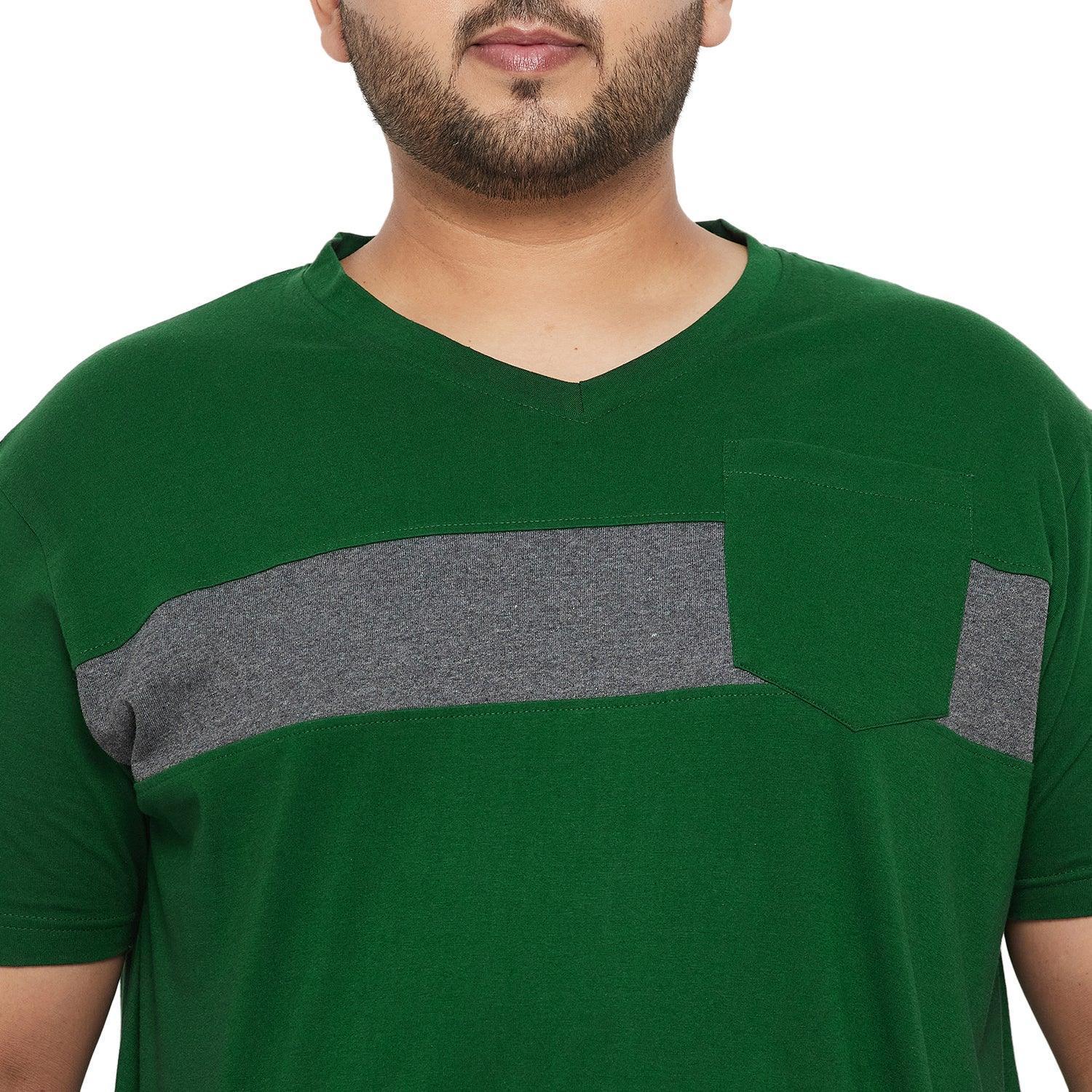 Men Plus Size Forest Solid V-Neck Tshirt - Image 6