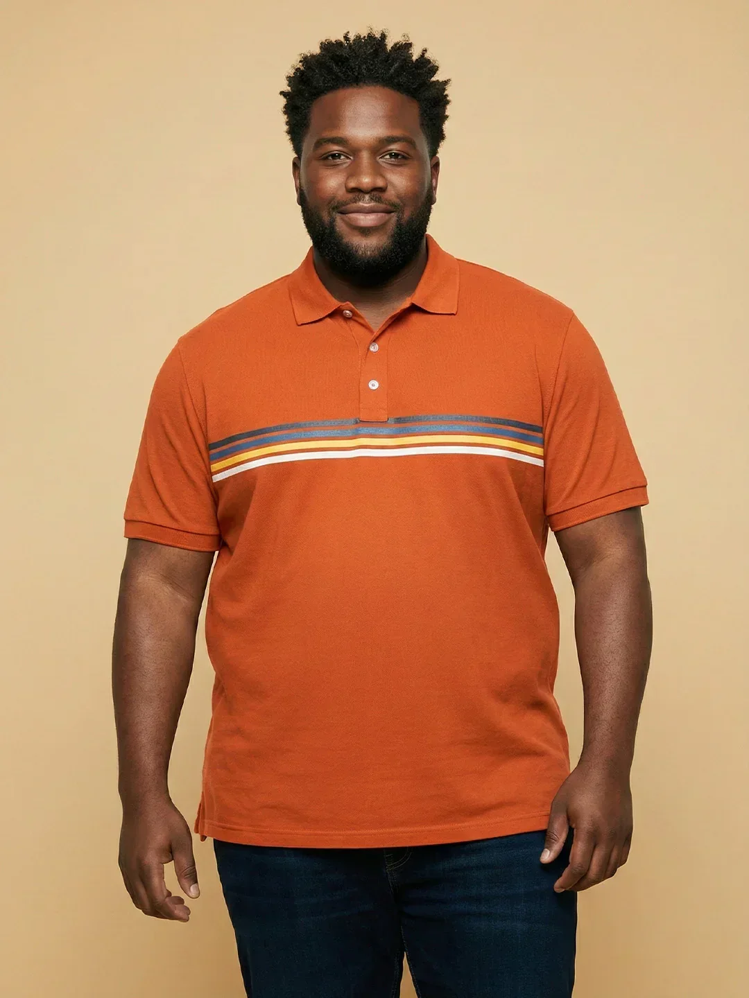 Men Plus Size Forge Orange Solid Polo Tshirt - Image 2