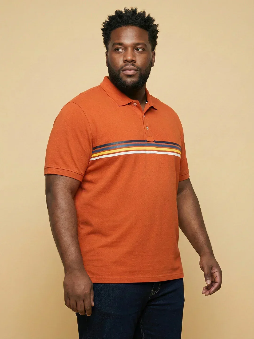 Men Plus Size Forge Orange Solid Polo Tshirt - Image 3