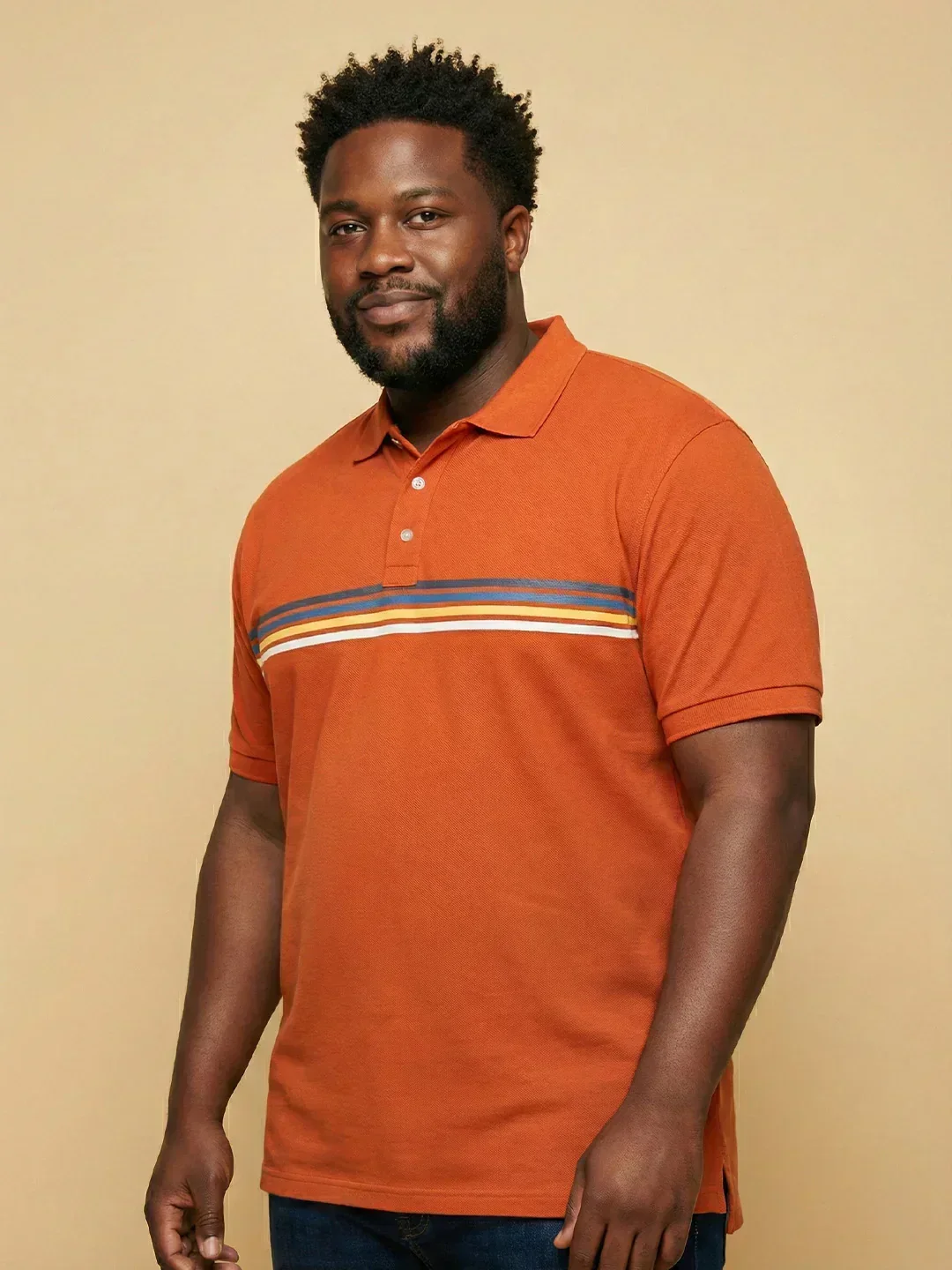 Men Plus Size Forge Orange Solid Polo Tshirt - Image 4