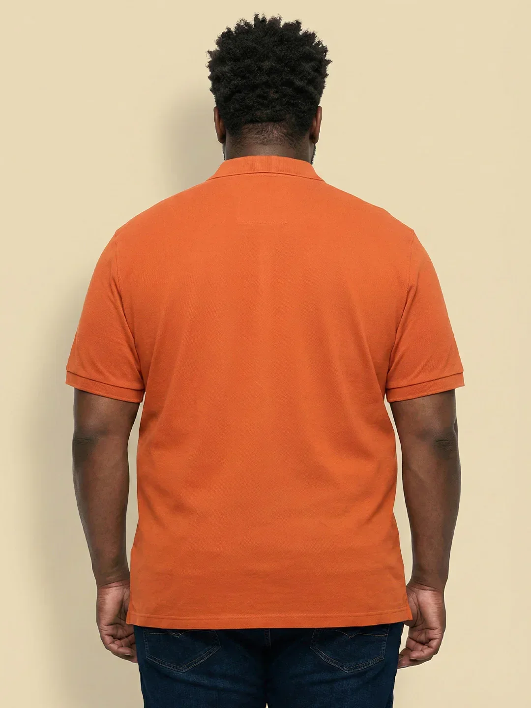 Men Plus Size Forge Orange Solid Polo Tshirt - Image 5