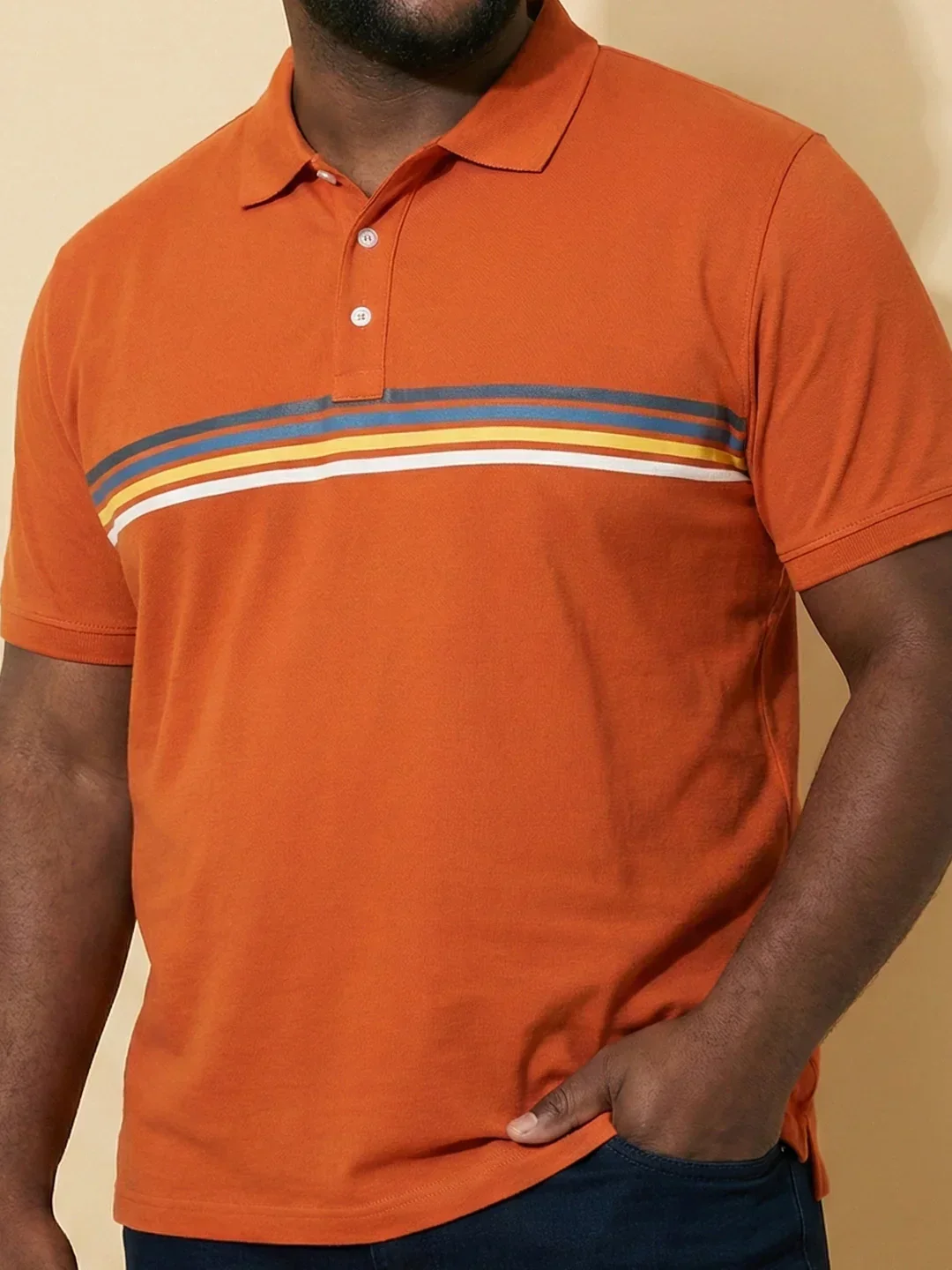 Men Plus Size Forge Orange Solid Polo Tshirt - Image 6