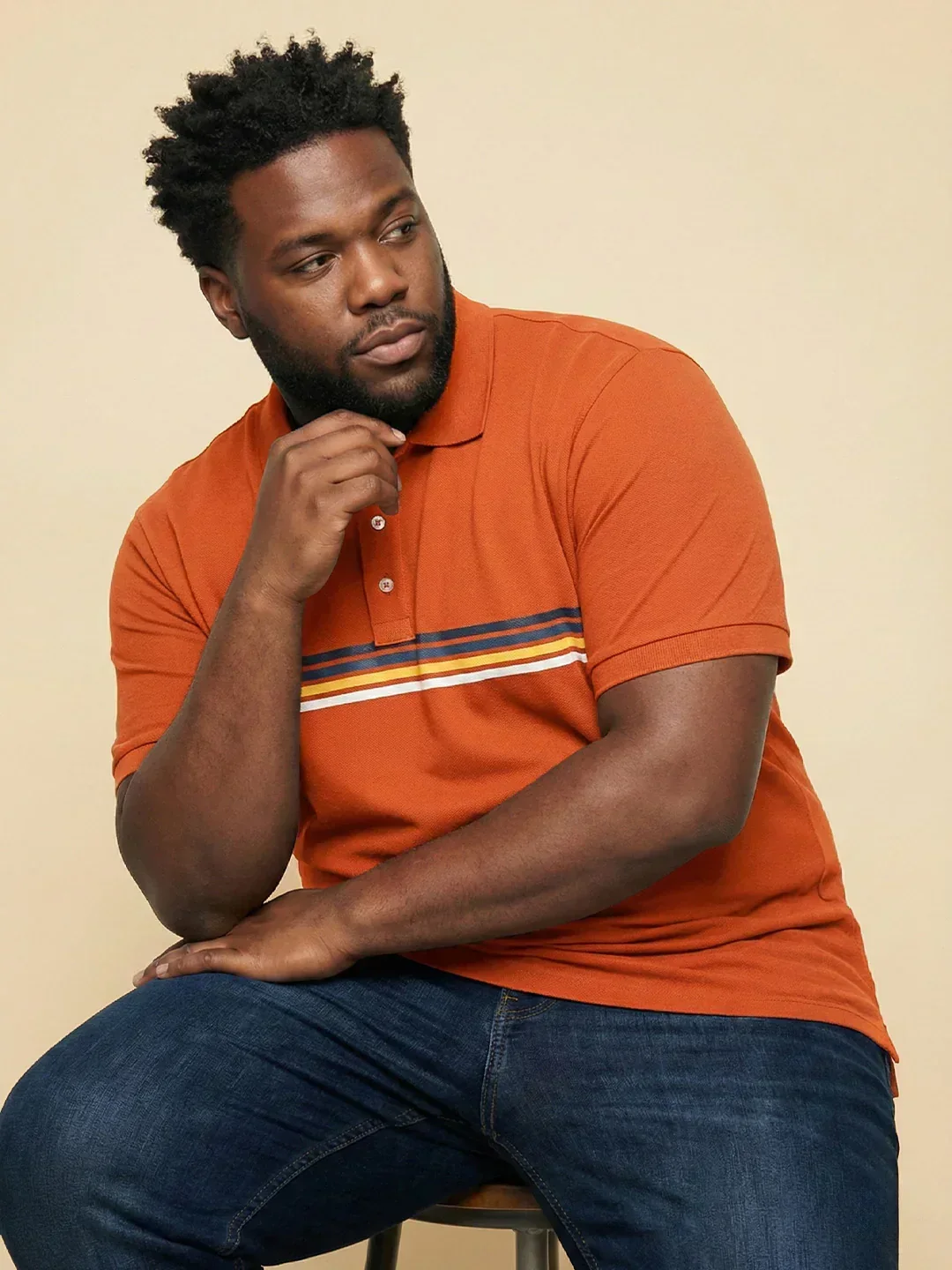 Men Plus Size Forge Orange Solid Polo Tshirt - Image 7