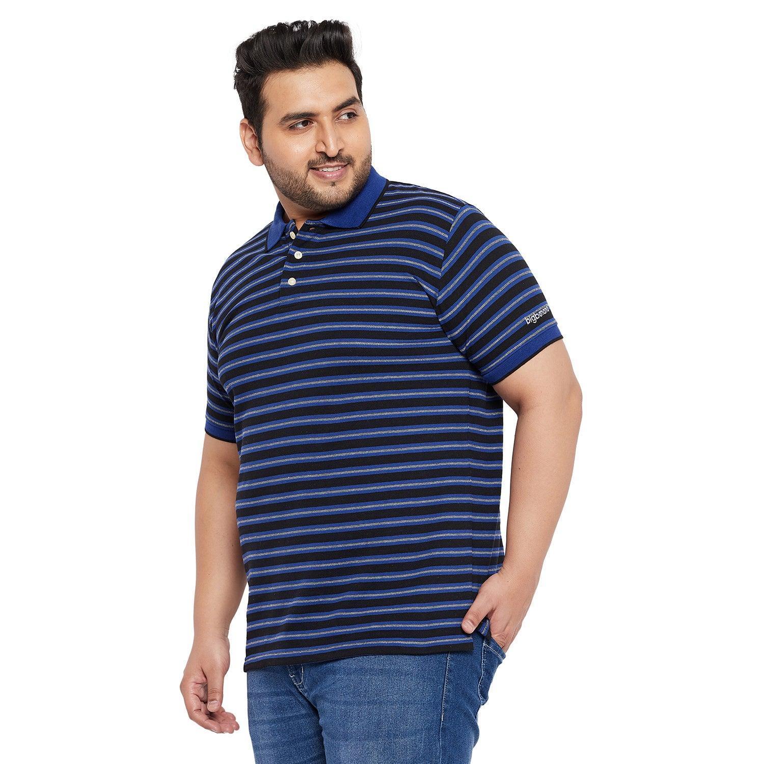 Men Plus Size Forib Striped Polo Tshirt - Image 3