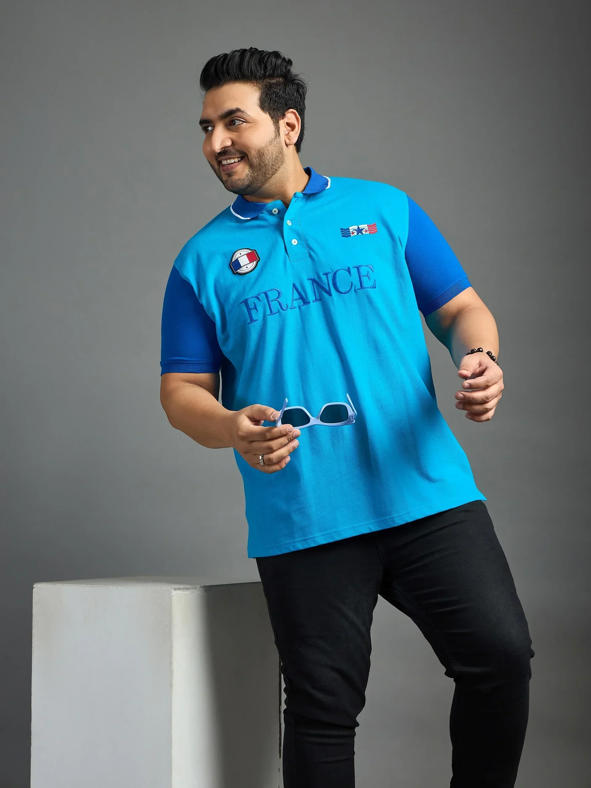 Men Plus Size France-Sky Printed Polo Tshirt - Image 7