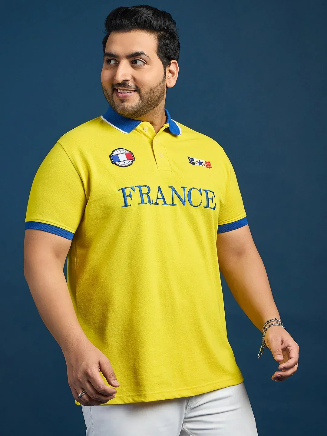 Men Plus Size France-Yellow Printed Polo Tshirt - Image 4