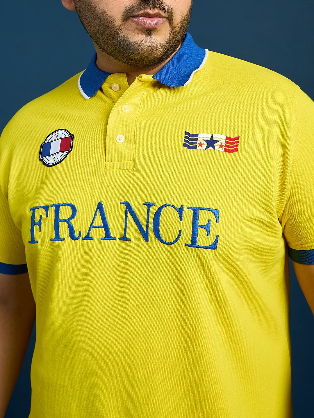 Men Plus Size France-Yellow Printed Polo Tshirt - Image 6