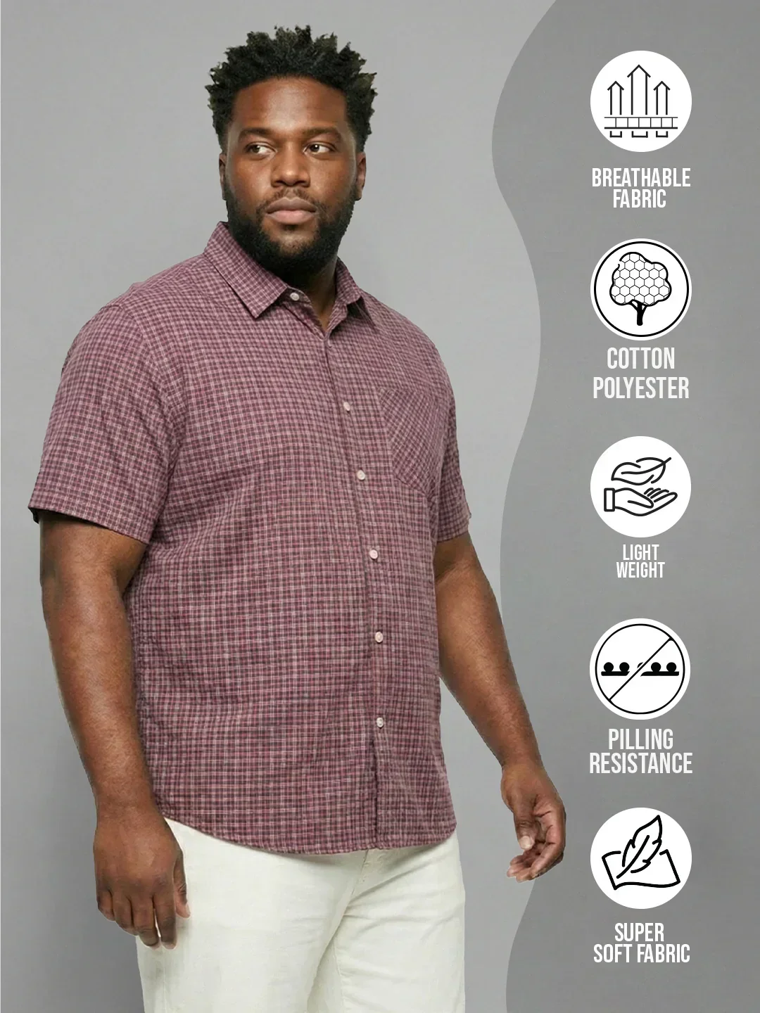 Men Plus Size Frisa Multicolor Checkered Casual Shirt - Image 2