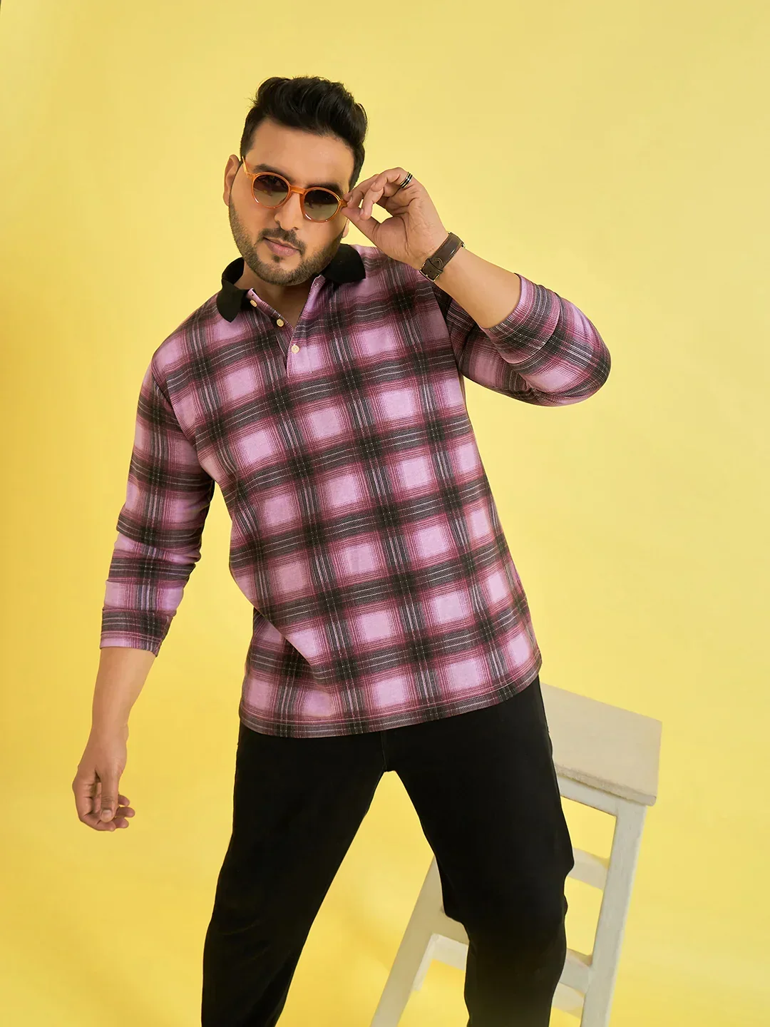 Men Plus Size Fulgent Check Polo Tshirt - Image 7