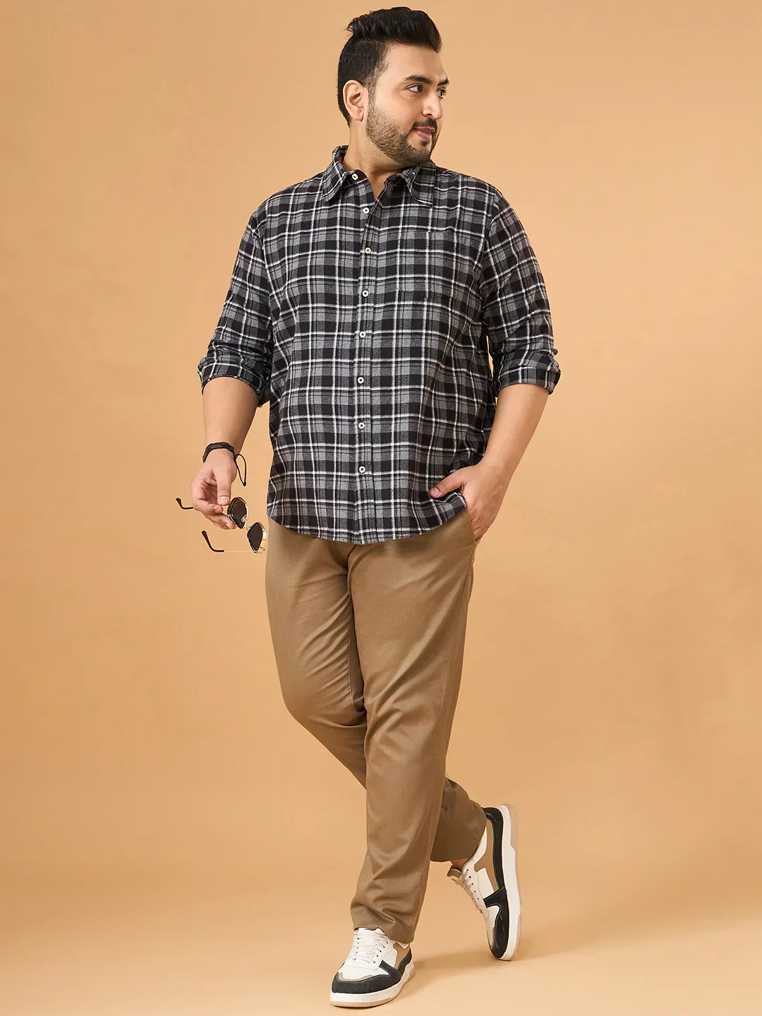 Men Plus Size Fumora Multicolor Checkered Casual Shirt - Image 4