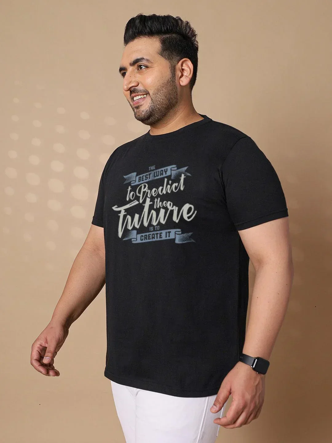 Men Plus Size Future Printed Round Neck Tshirt - Image 3