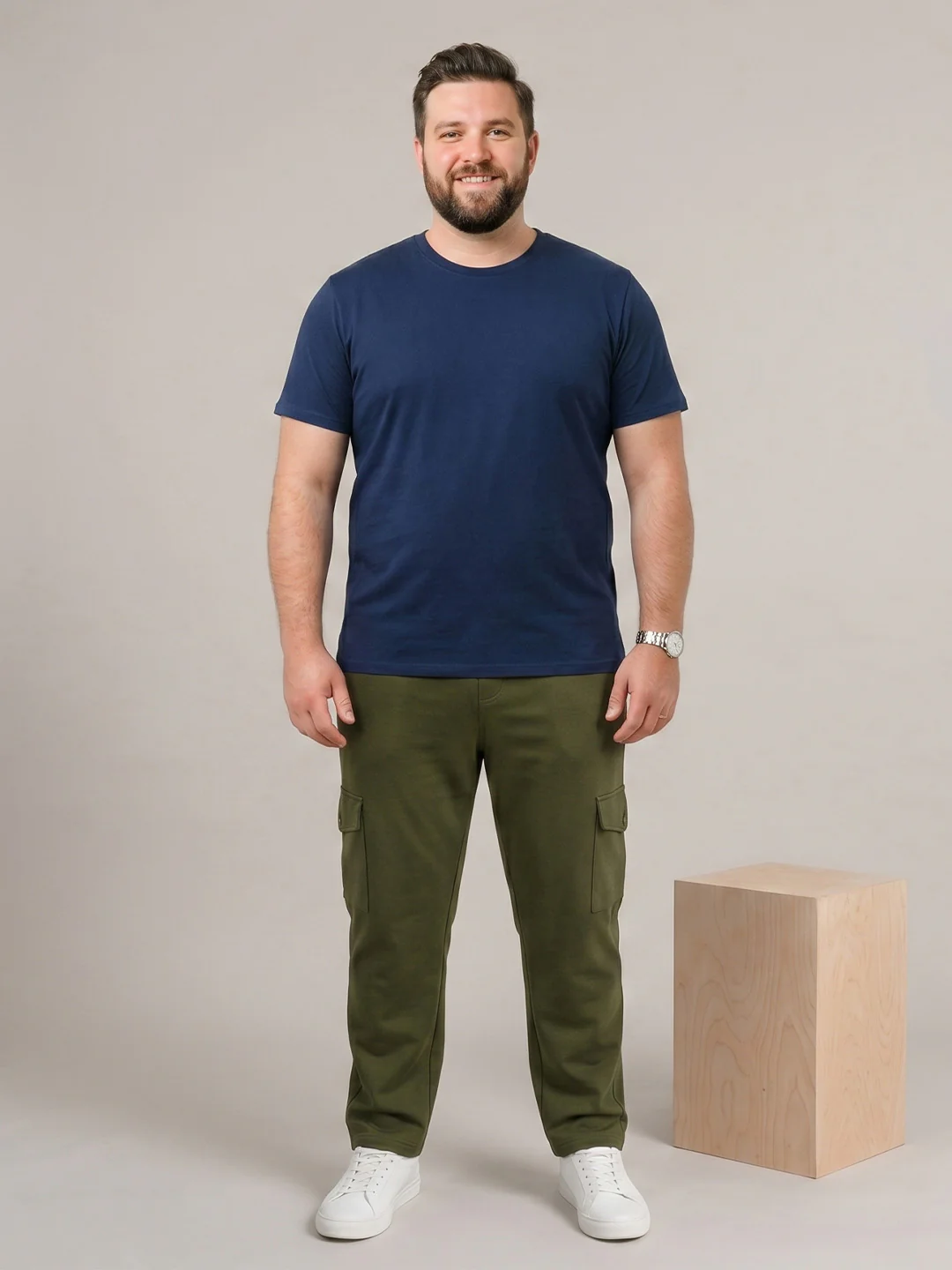 Men Plus Size Garrison Olive Solid Trackpants - Image 6