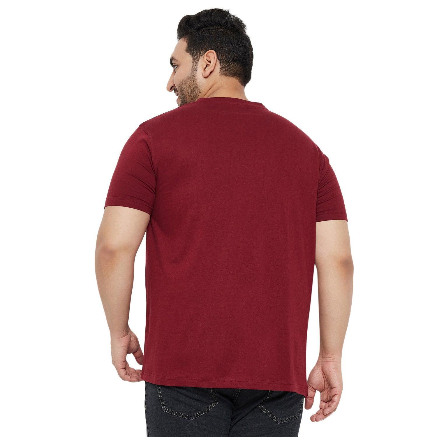 Men Plus Size Ginger Solid V-Neck Tshirt - Image 5