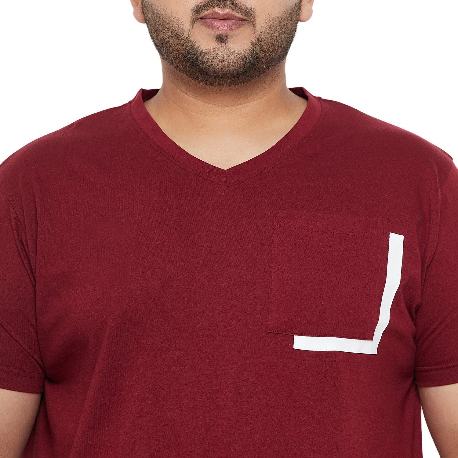Men Plus Size Ginger Solid V-Neck Tshirt - Image 6