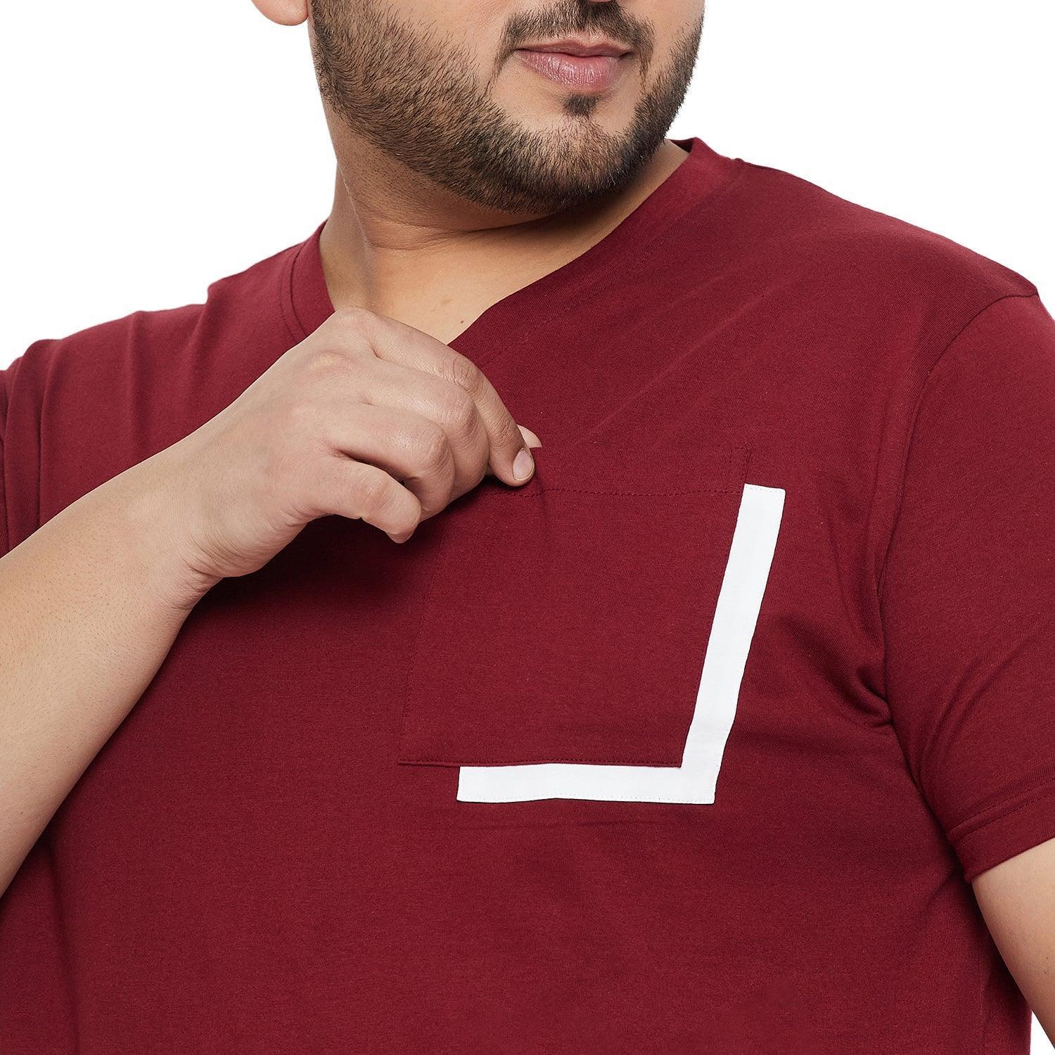 Men Plus Size Ginger Solid V-Neck Tshirt - Image 7