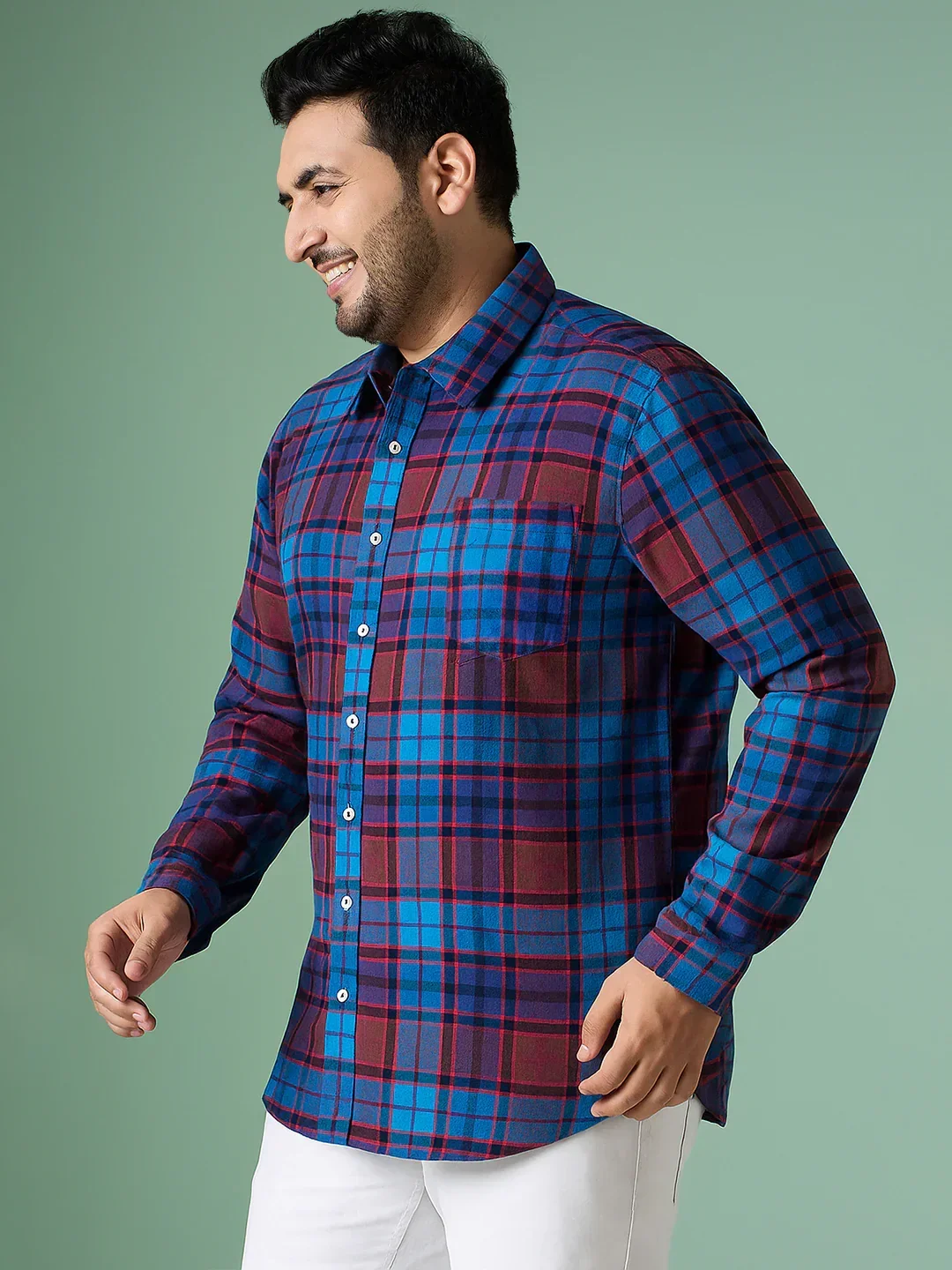 Men Plus Size Glacee Check Shirt - Image 2