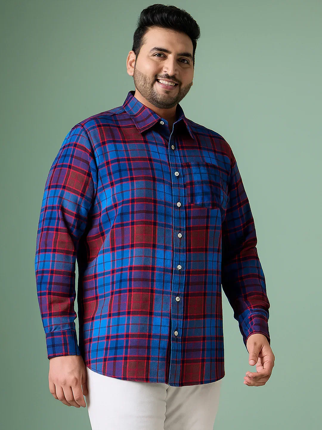 Men Plus Size Glacee Check Shirt - Image 4