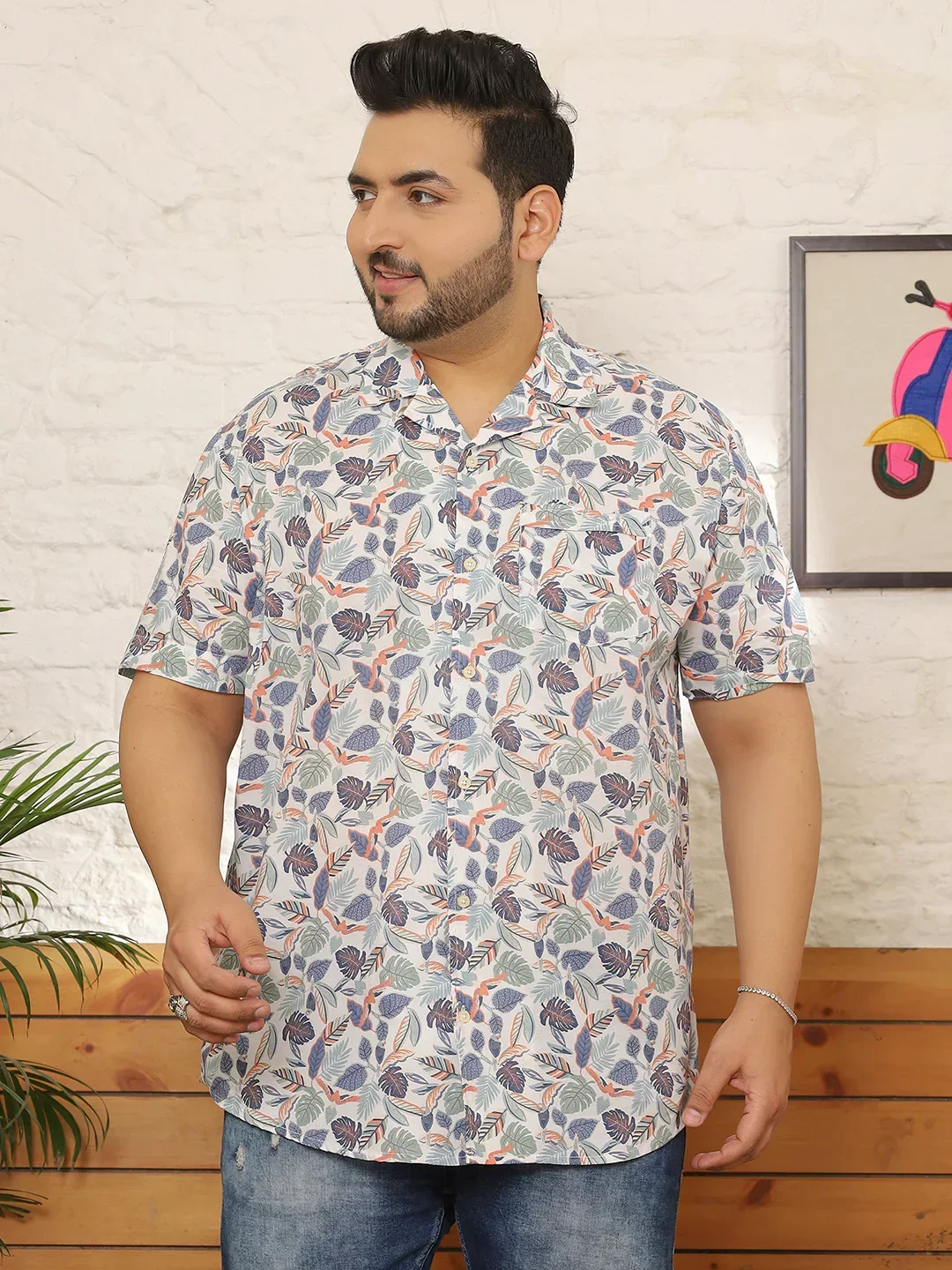 Men Plus Size Glarra Multicolor Printed Shirt - Image 2