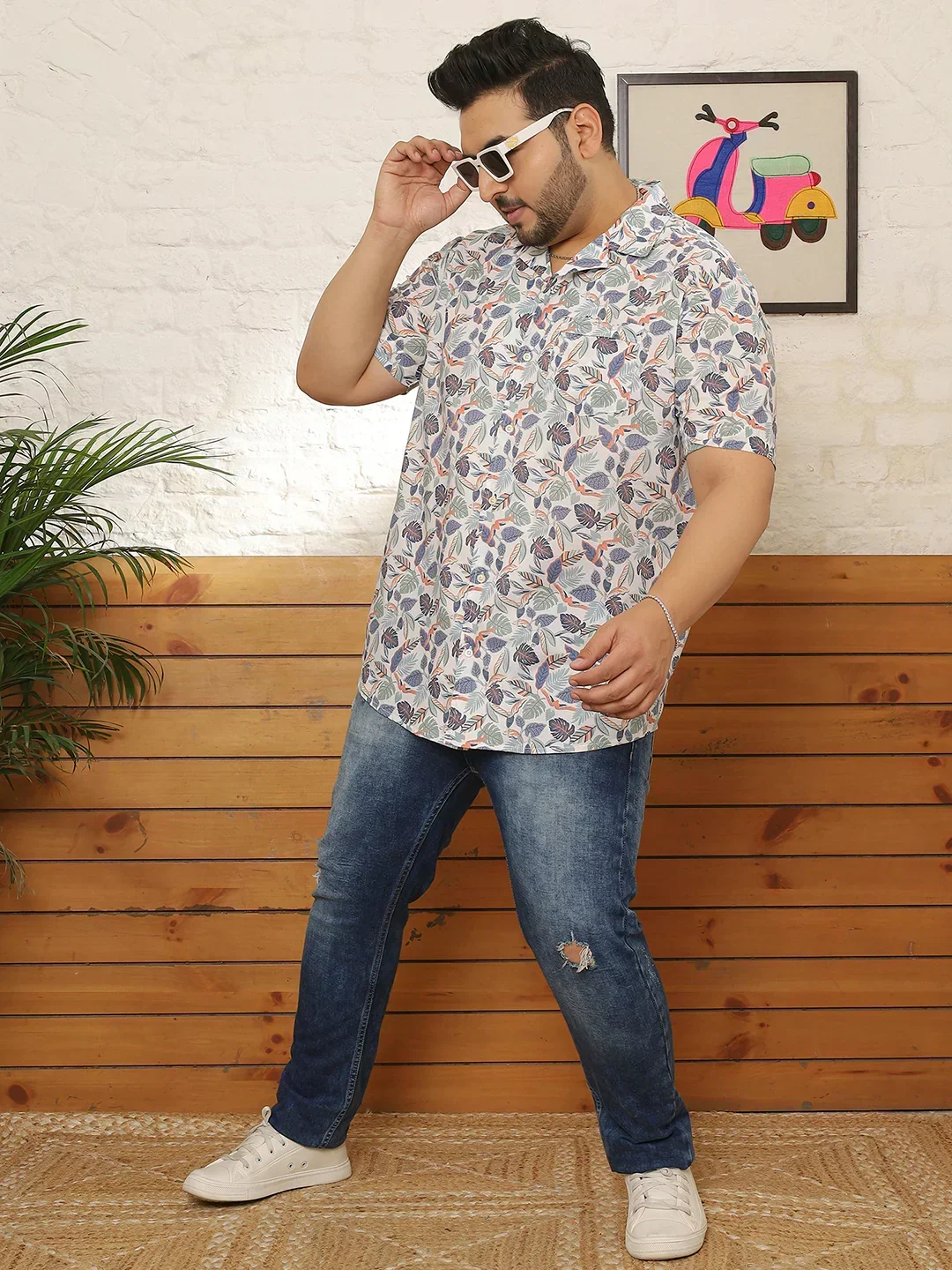 Men Plus Size Glarra Multicolor Printed Shirt - Image 3