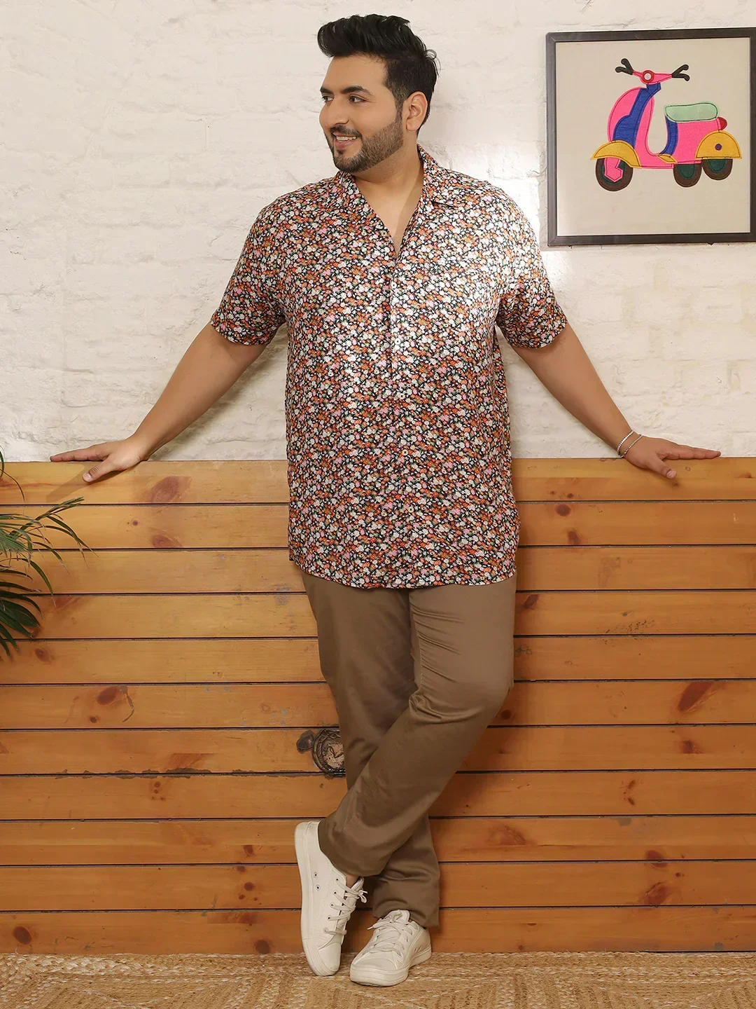 Men Plus Size Glayze Multicolor Printed Shirt - Image 3