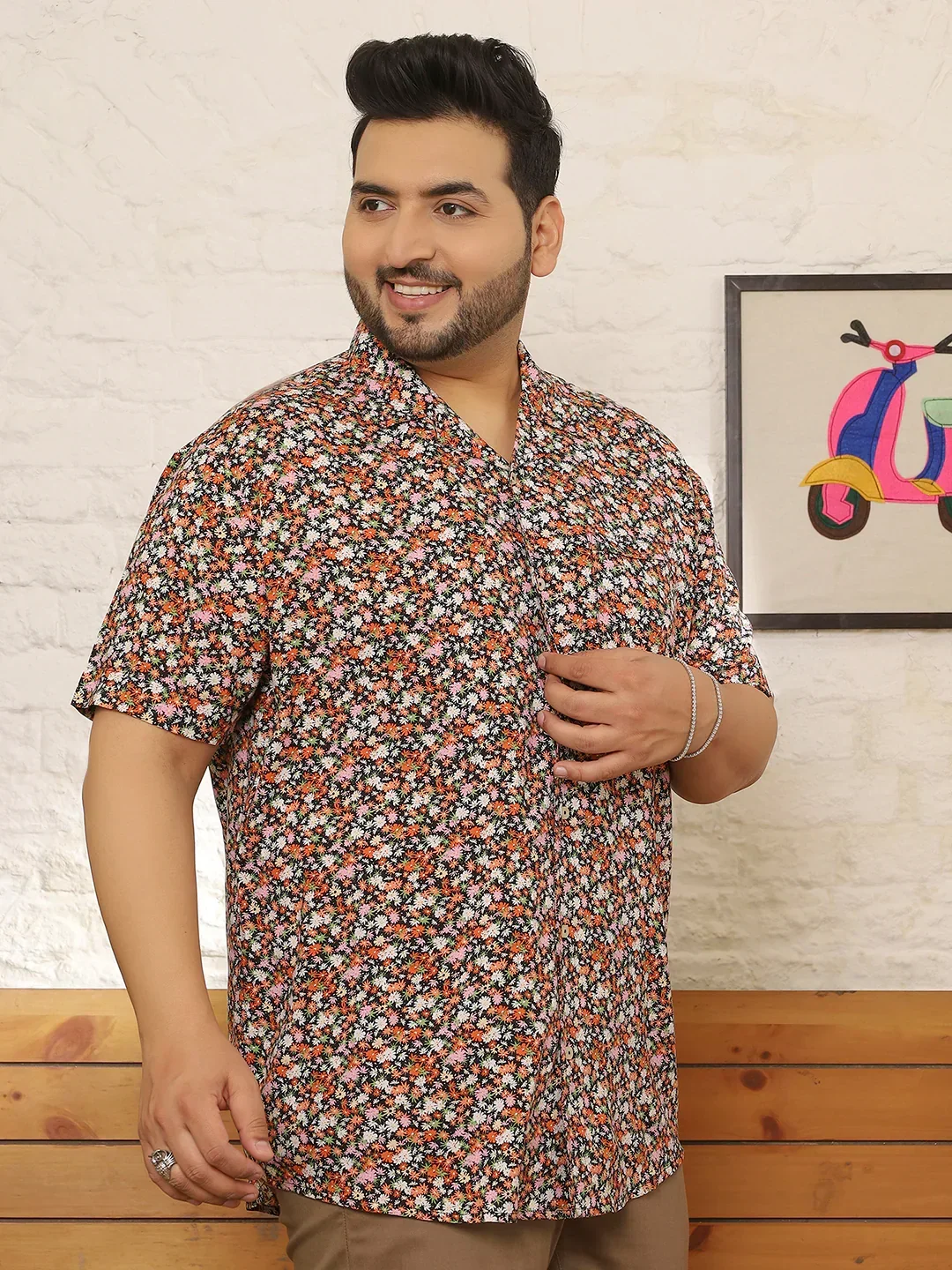 Men Plus Size Glayze Multicolor Printed Shirt - Image 4