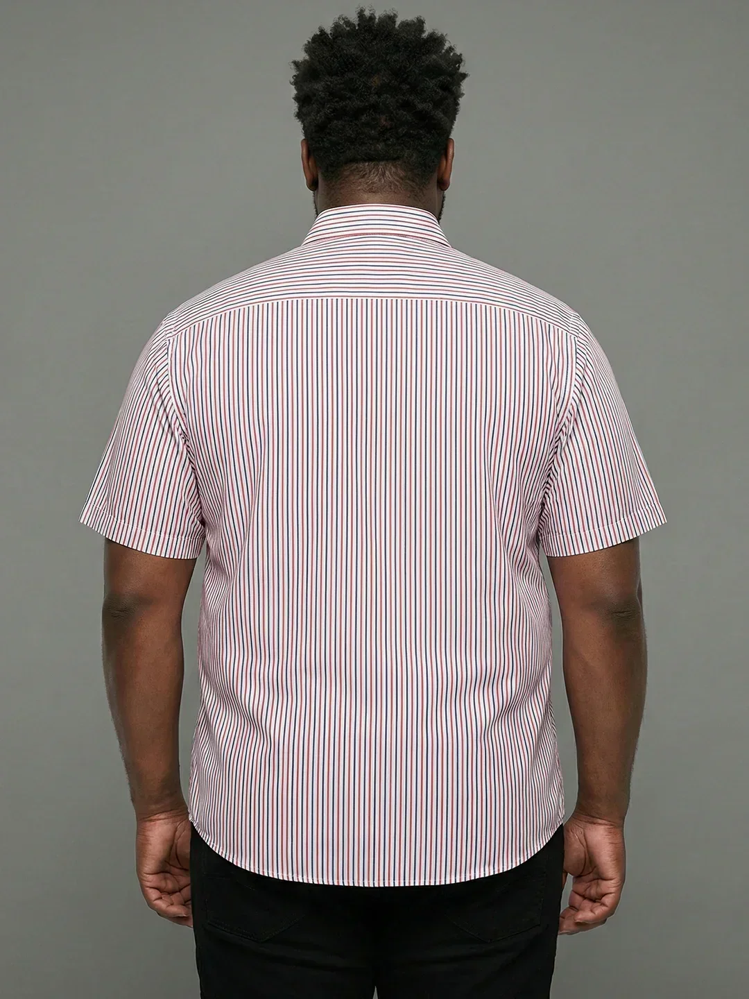 Men Plus Size Glimmer White Striped Casual Shirt - Image 6