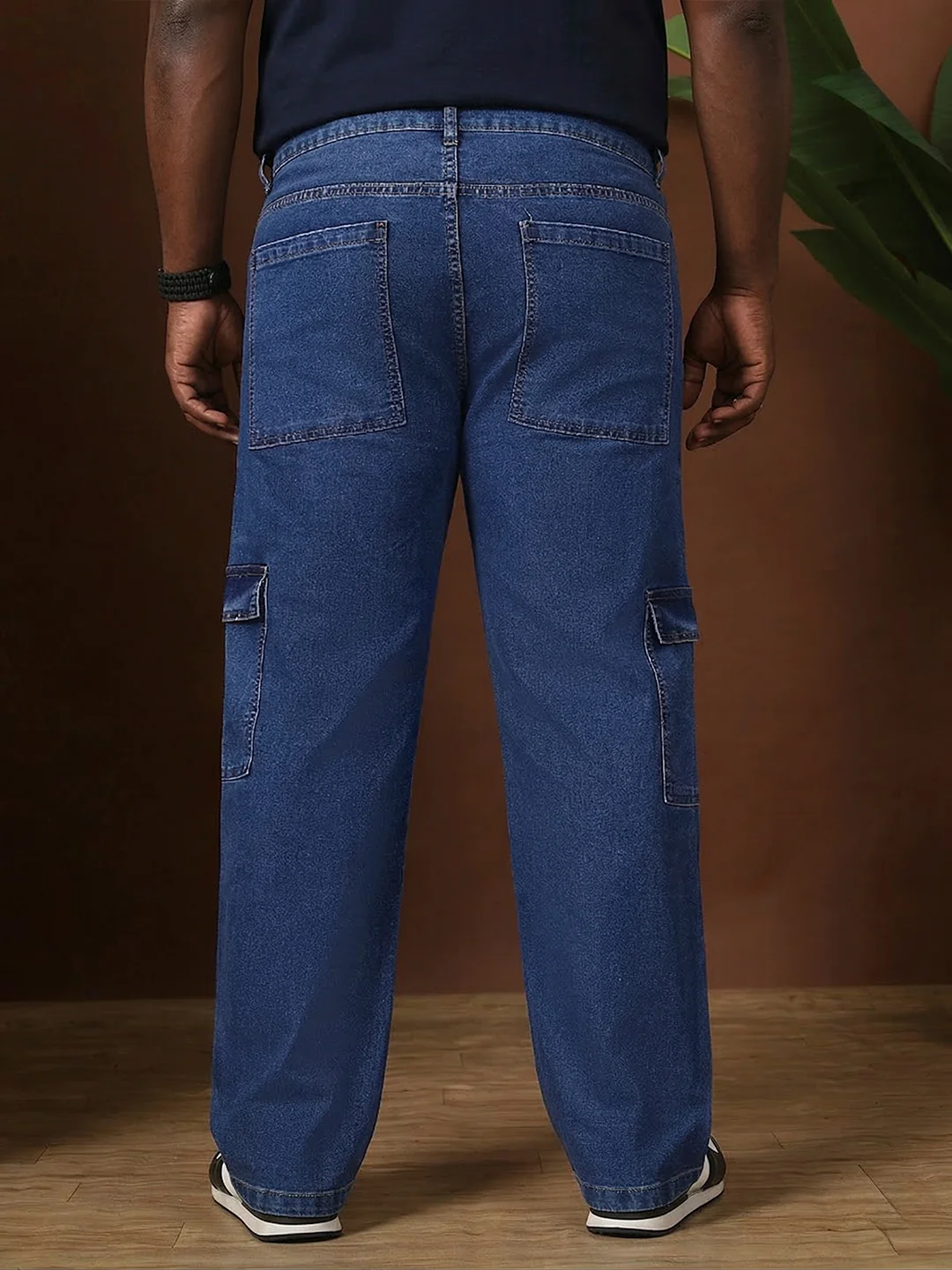 Men Plus Size Gothica-Blue Solid Jeans - Image 5