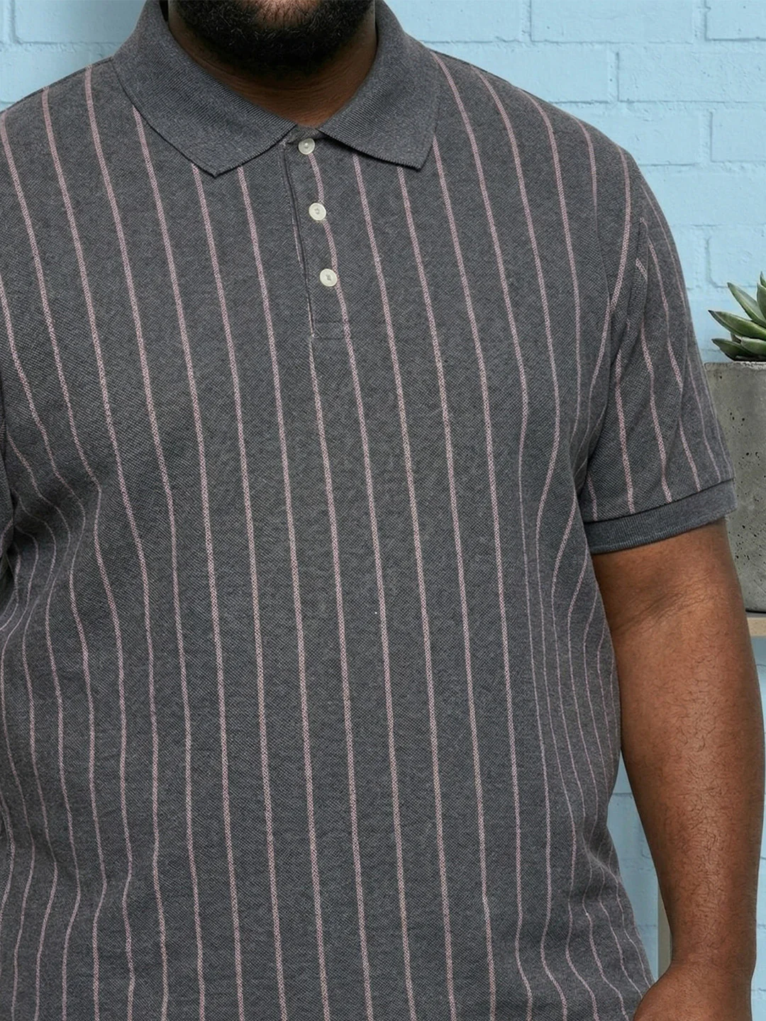 Men Plus Size Gravel Multi Striped Polo - Image 4