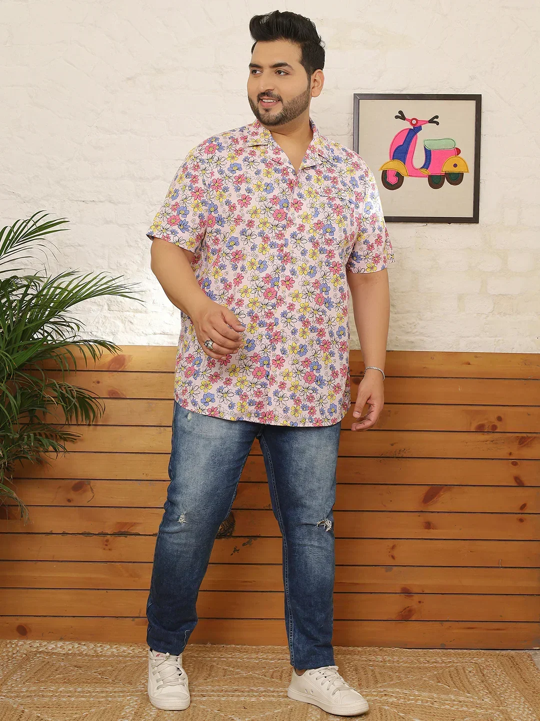 Men Plus Size Grayze Multicolor Printed Shirt - Image 3
