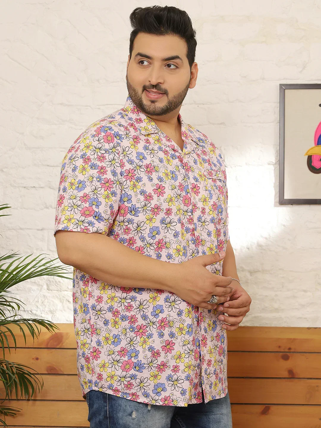 Men Plus Size Grayze Multicolor Printed Shirt - Image 5