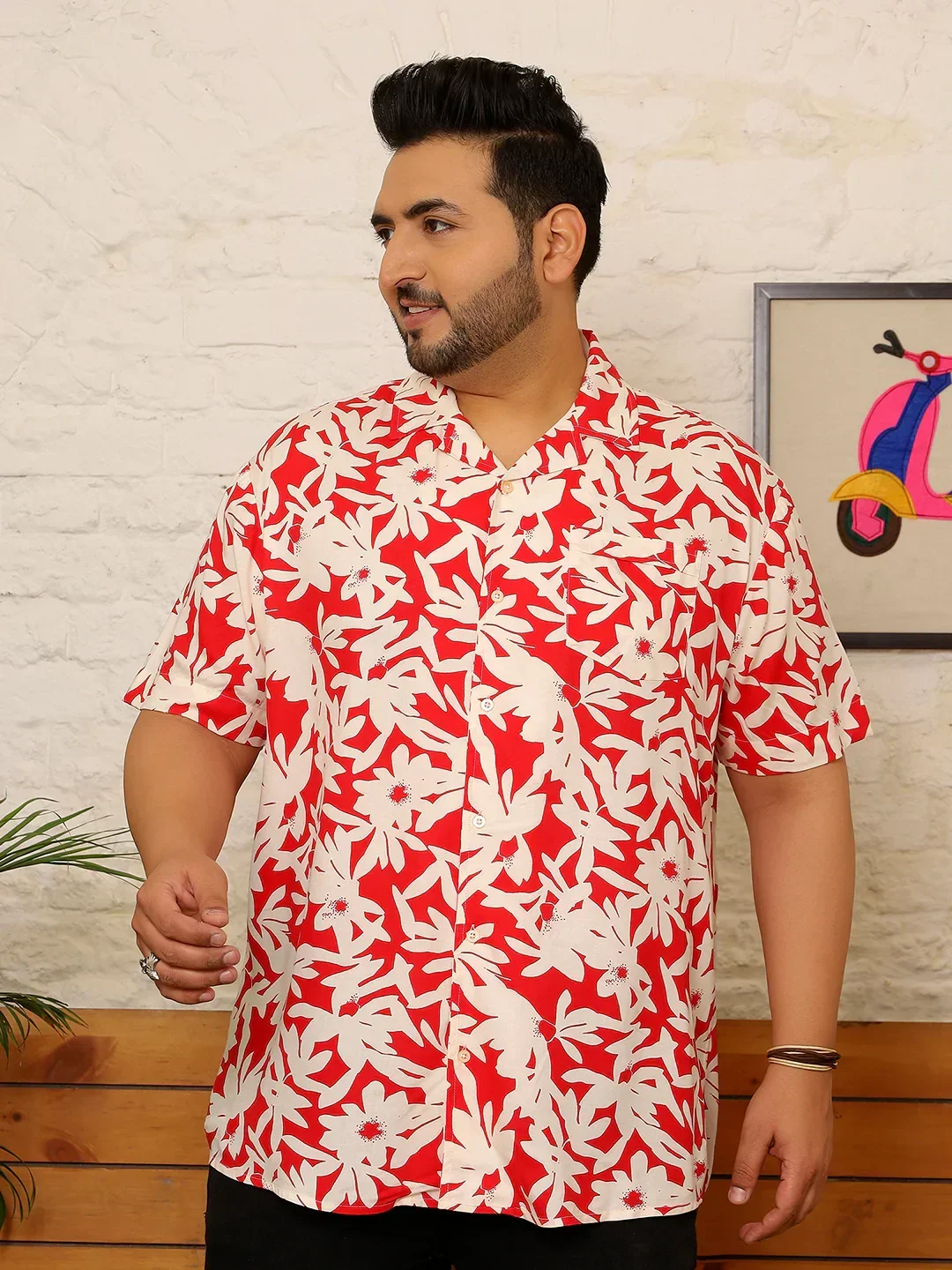 Men Plus Size Grivon Multicolor Printed Shirt - Image 2