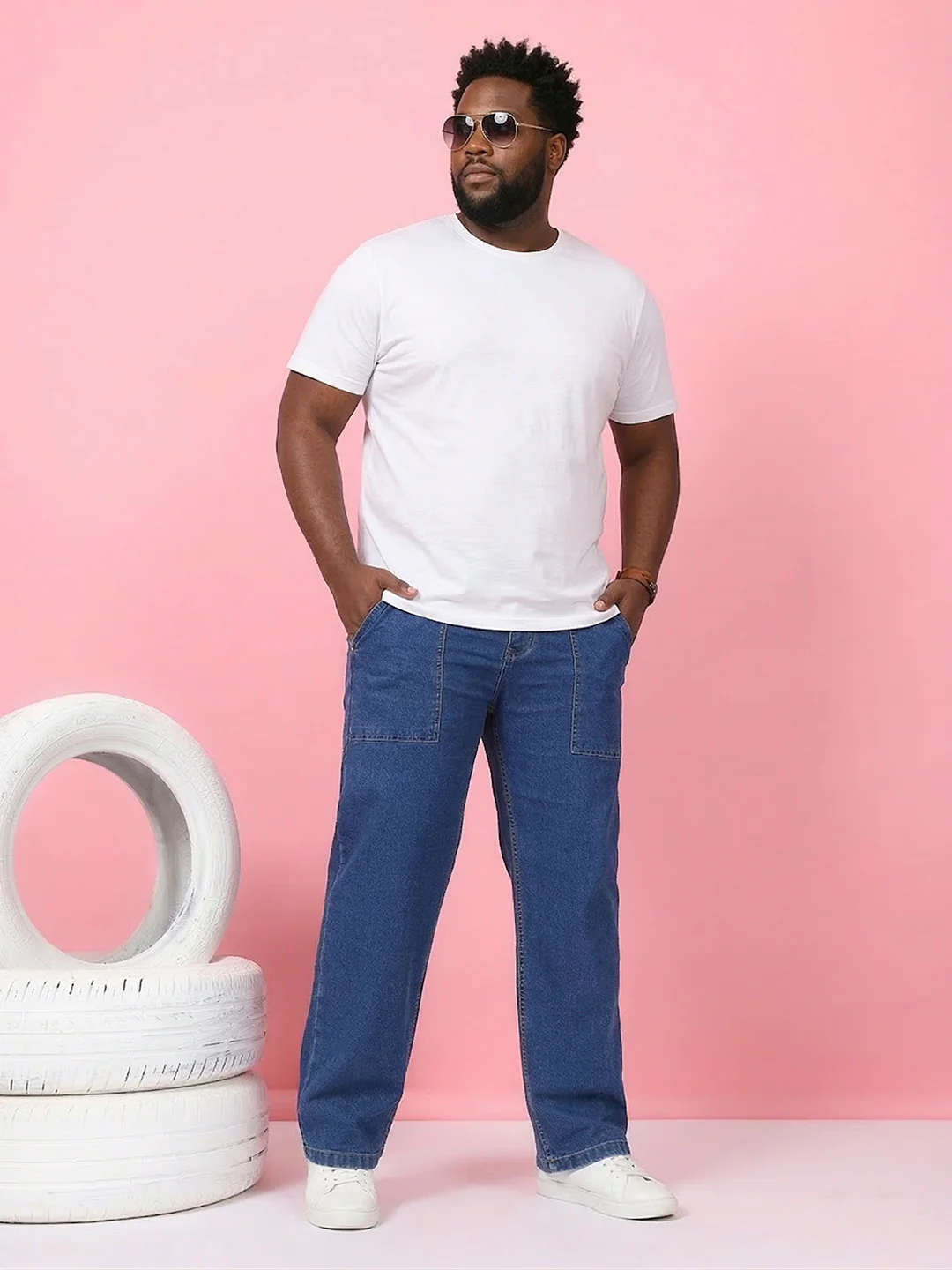 Men Plus Size Grunex-Blue Solid Jeans - Image 8