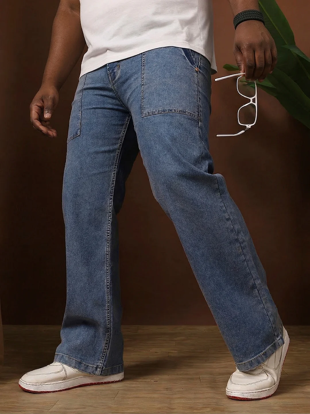 Men Plus Size Grunex-Light Blue Solid Jeans - Image 7