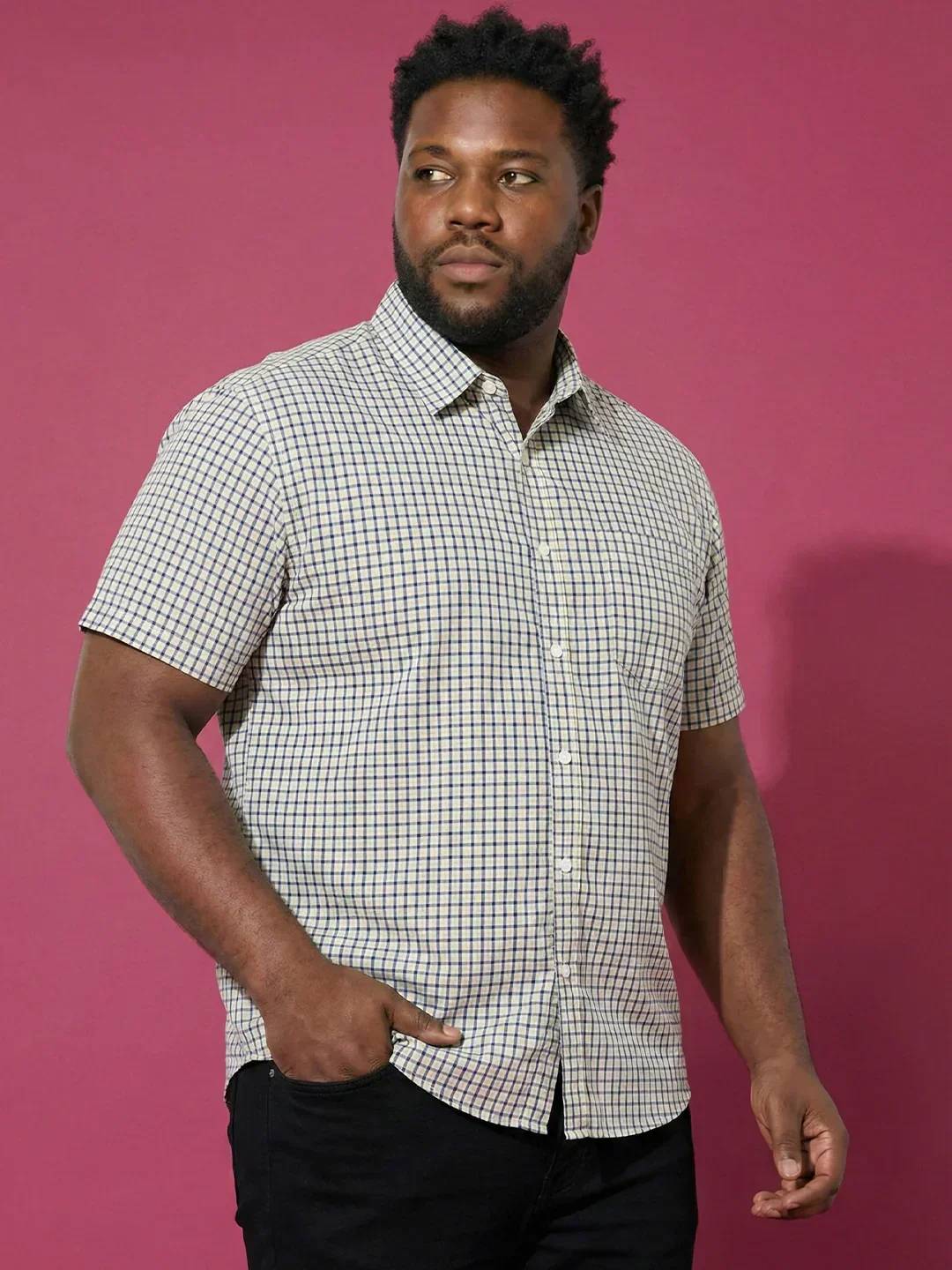 Men Plus Size Hale Multicolor Checkered Casual Shirt - Image 4