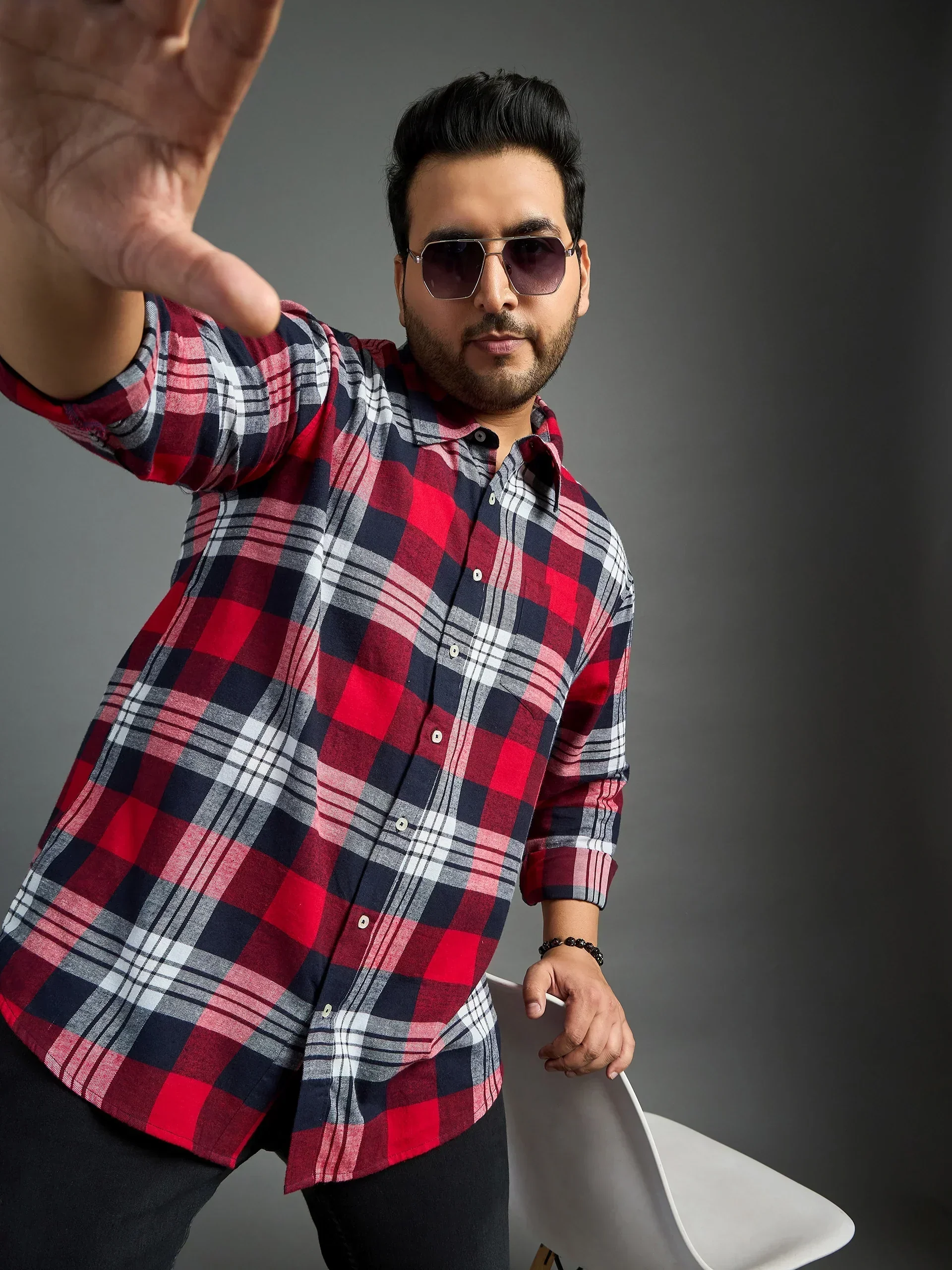 Men Plus Size Hamburg Check Shirt - Image 7