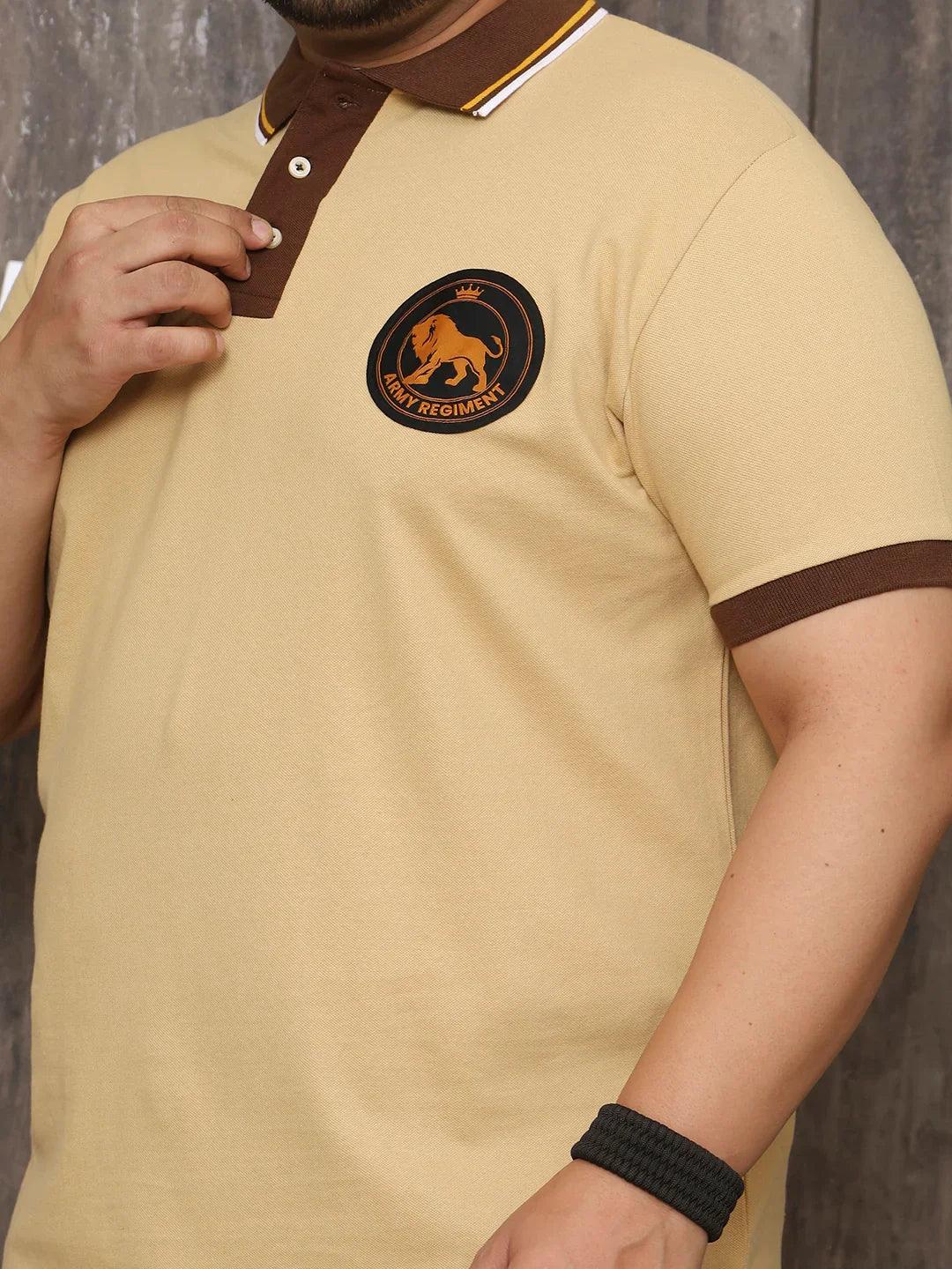Men Plus Size Harajuku Solid Beige Polo Tshirt - Image 7