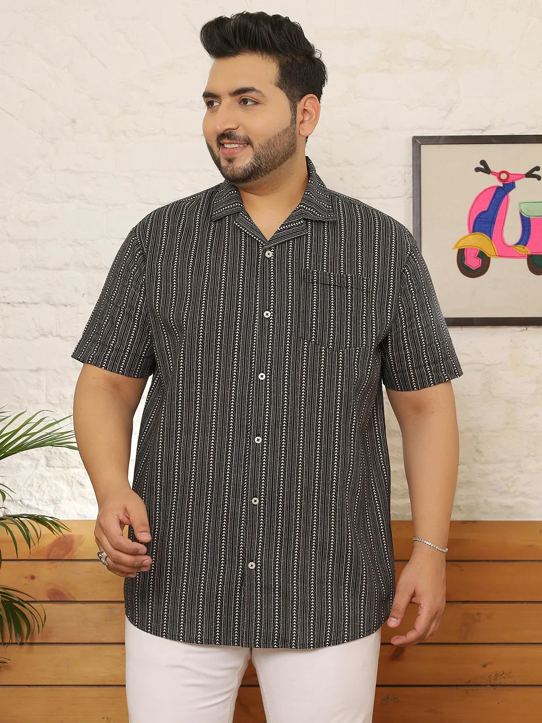Men Plus Size Hautiq Multicolor Printed Shirt - Image 2