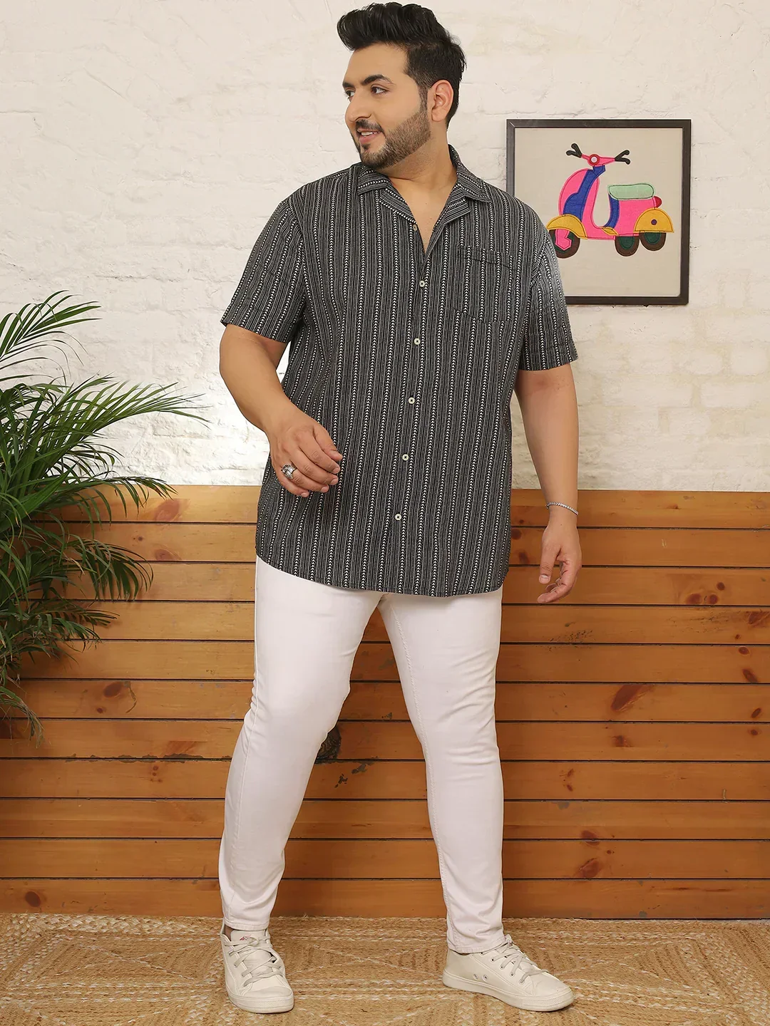 Men Plus Size Hautiq Multicolor Printed Shirt - Image 3