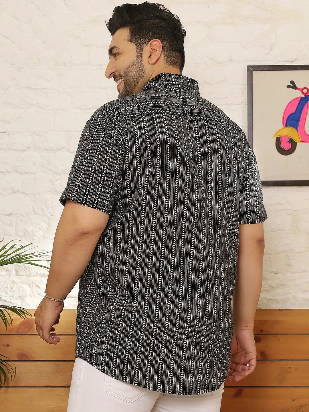 Men Plus Size Hautiq Multicolor Printed Shirt - Image 6