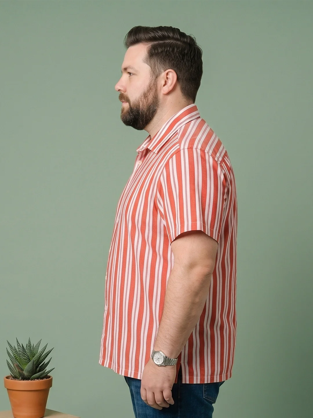 Men Plus Size Heatwave Multi Striped Shirts - Image 3