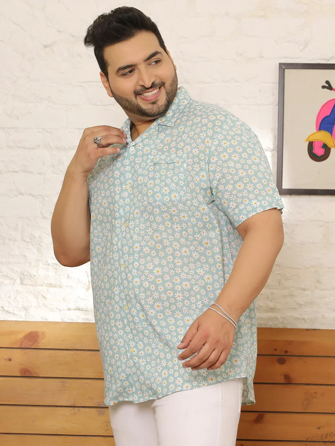 Men Plus Size Hedrix Multicolor Printed Shirt - Image 3