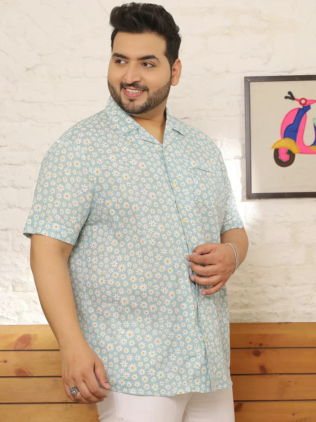 Men Plus Size Hedrix Multicolor Printed Shirt - Image 4